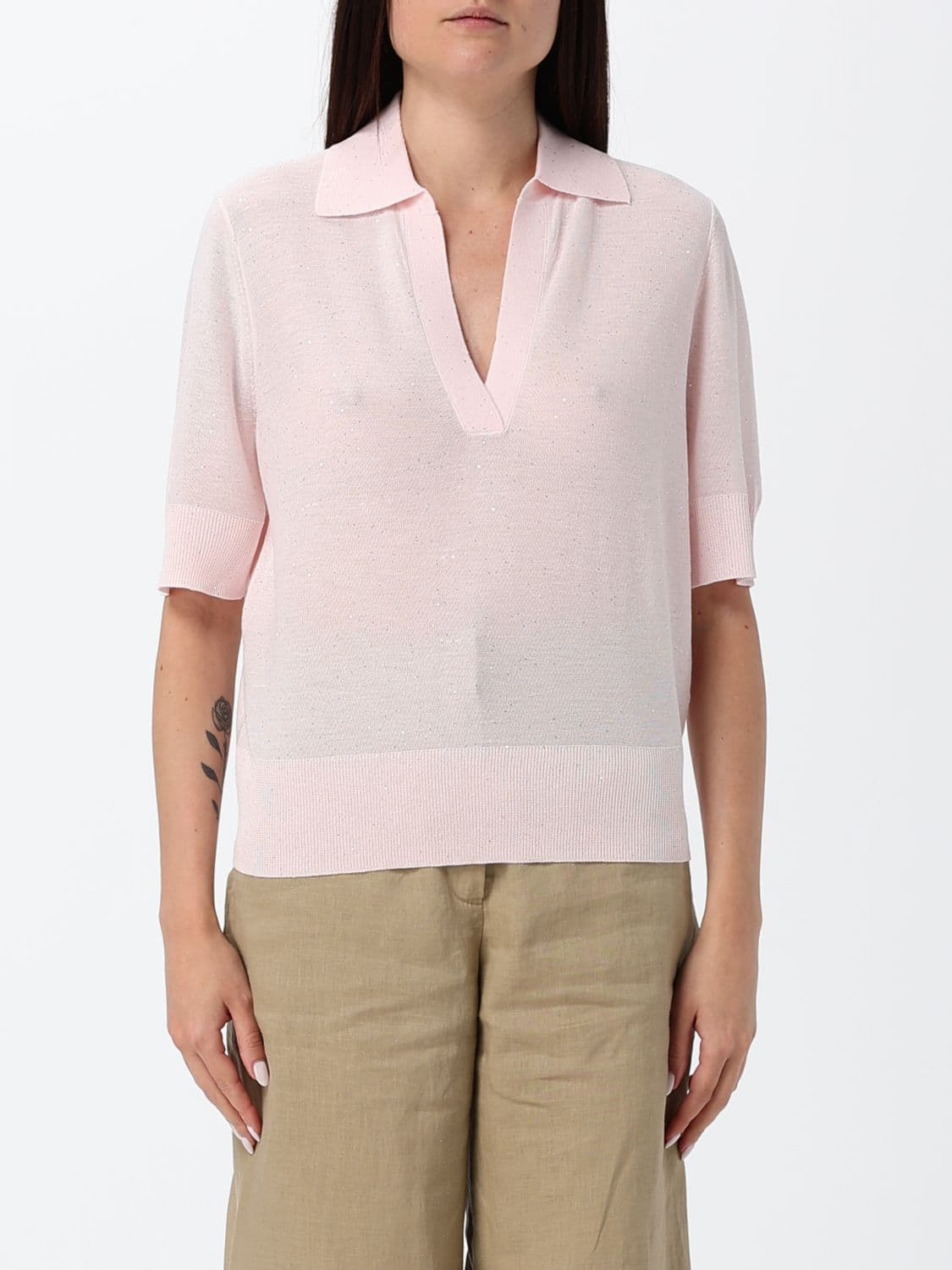 Kangra Viscose Knit Polo with Sequins