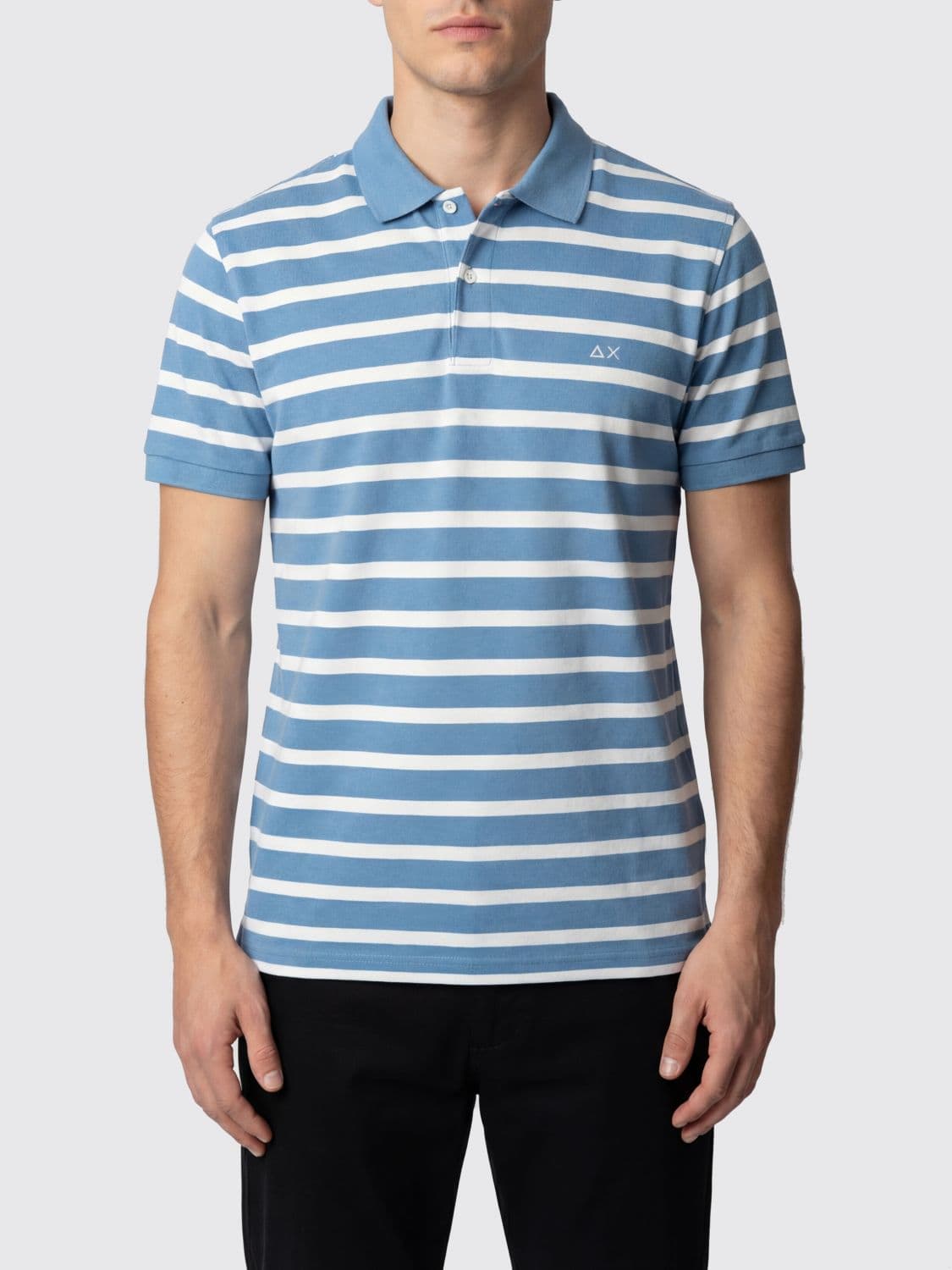 Sun68 Striped Cotton Polo Shirt with Logo