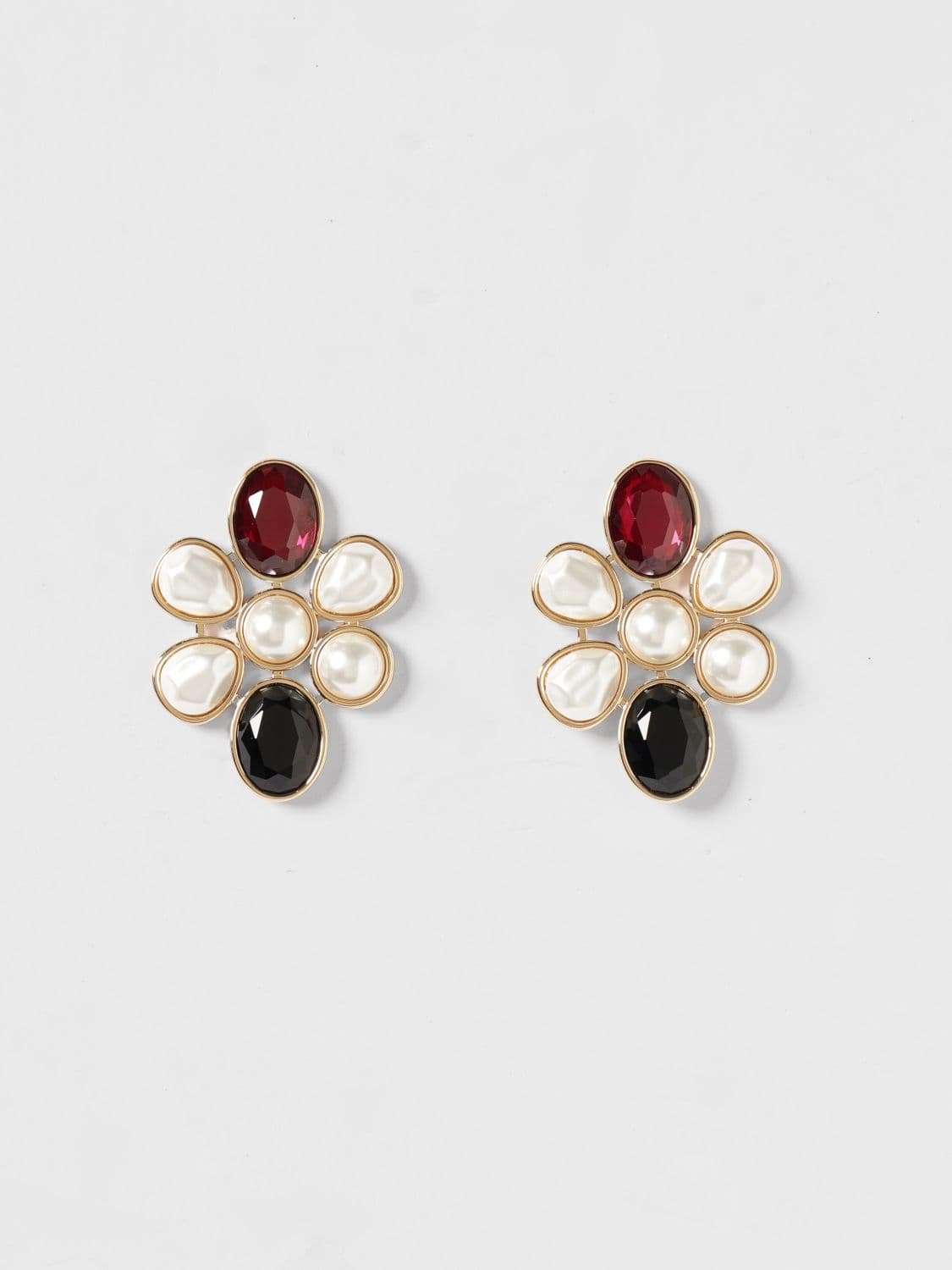 Self-Portrait Brass Earrings with Set Rhinestones and Synthetic Pearls