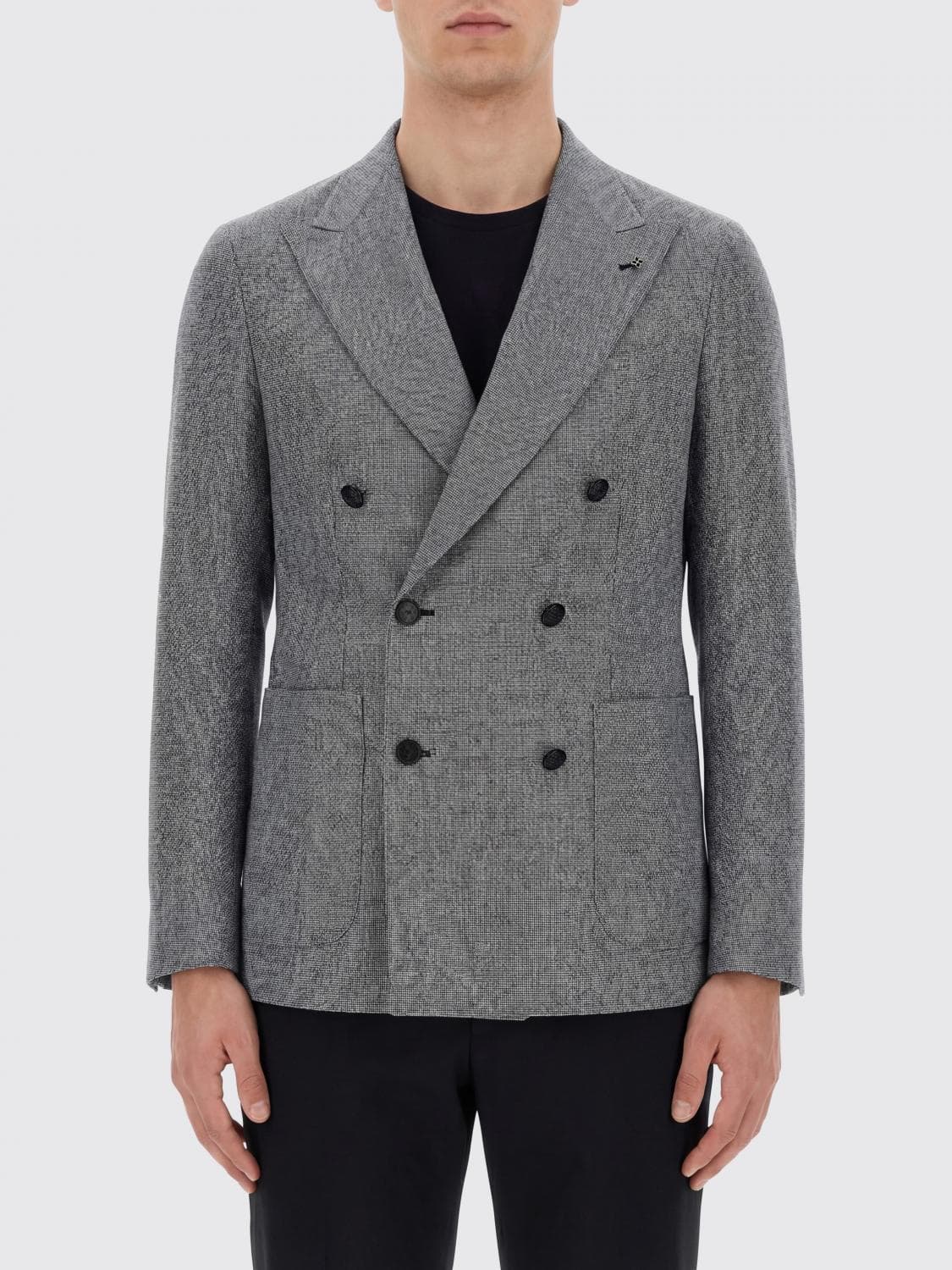 Tagliatore Double-Breasted Linen and Cotton Blazer · 52