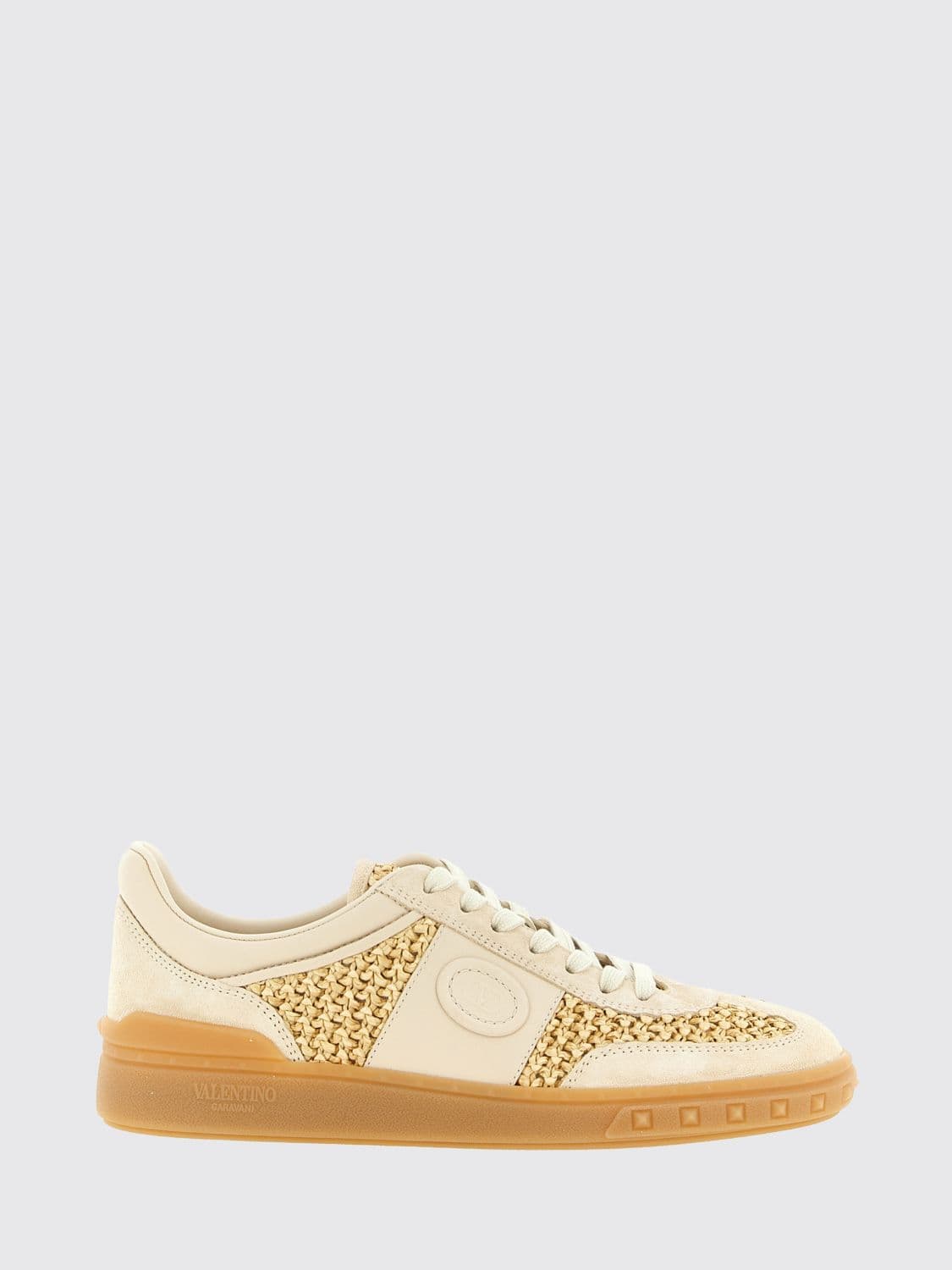 Valentino Garavani Upvillage Crochet Raffia And Leather Sneakers