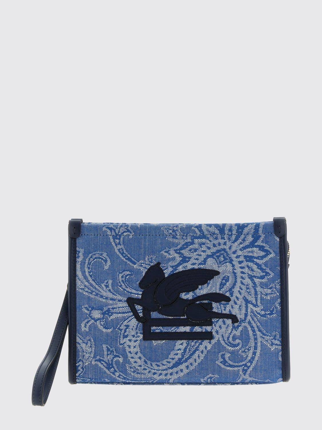 Etro Essential Paisley Jacquard Cotton Denim Clutch · OS
