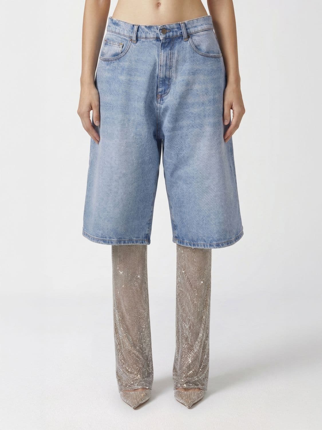 Giuseppe Di Morabito Denim Jeans with Rhinestone Inserts
