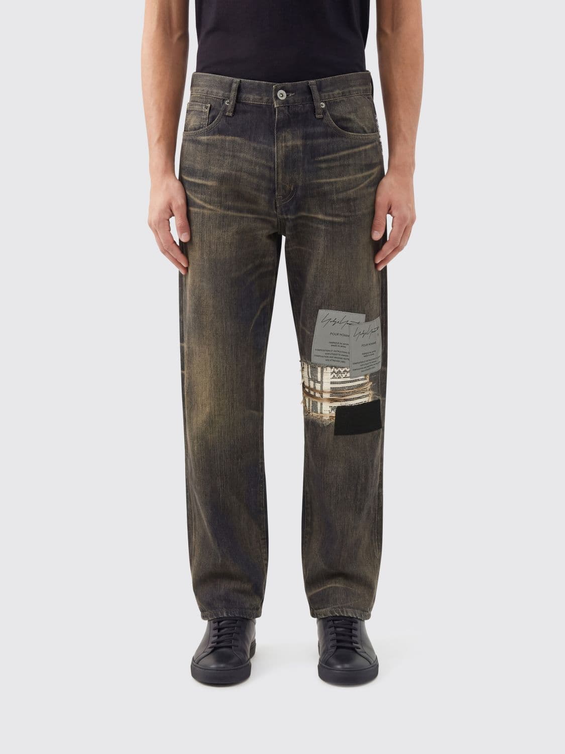 Yohji Yamamoto Regular Fit Denim Jeans with Patch