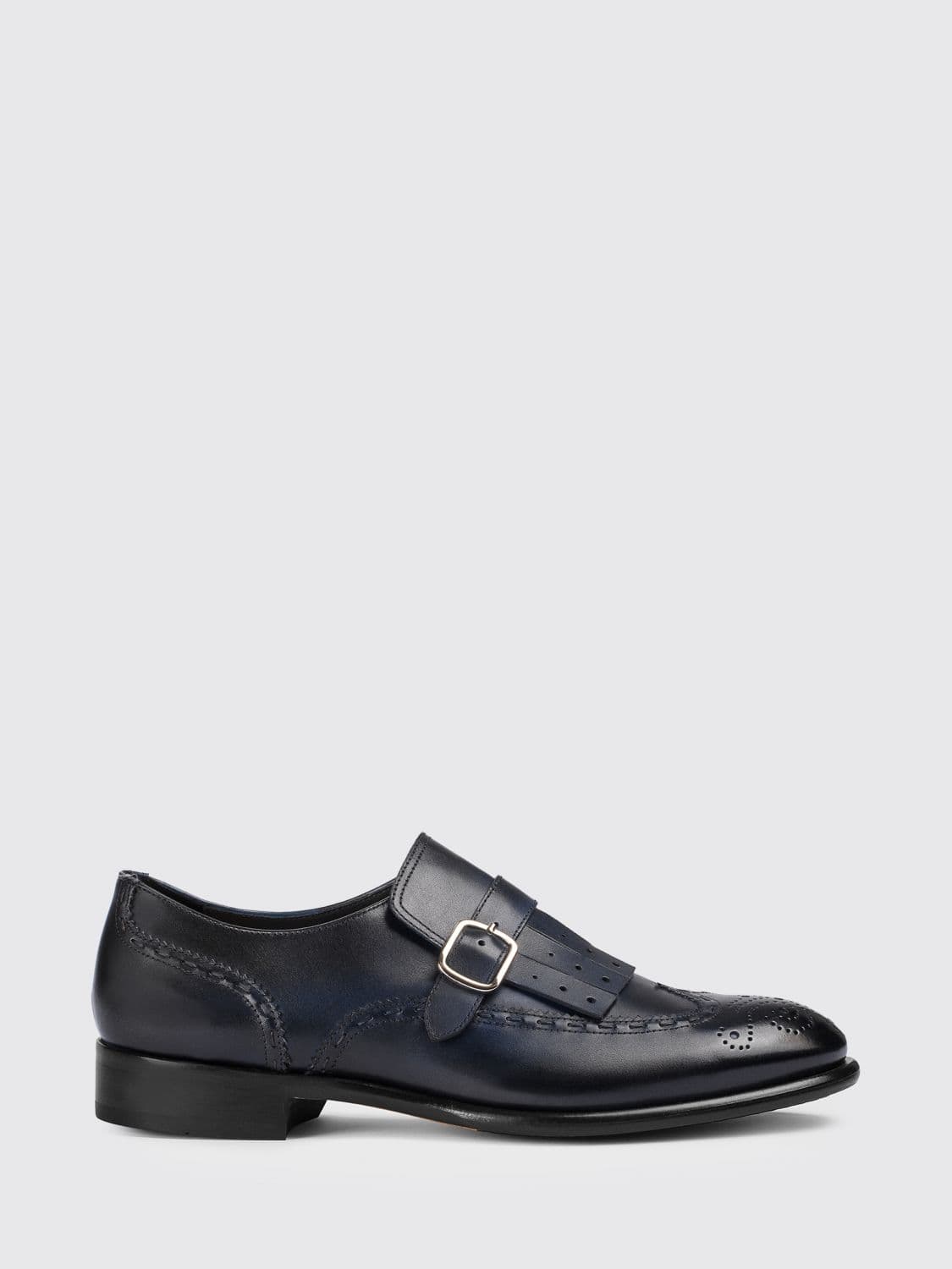 Doucal's Leather Monk Strap Shoes with Brogue Detail