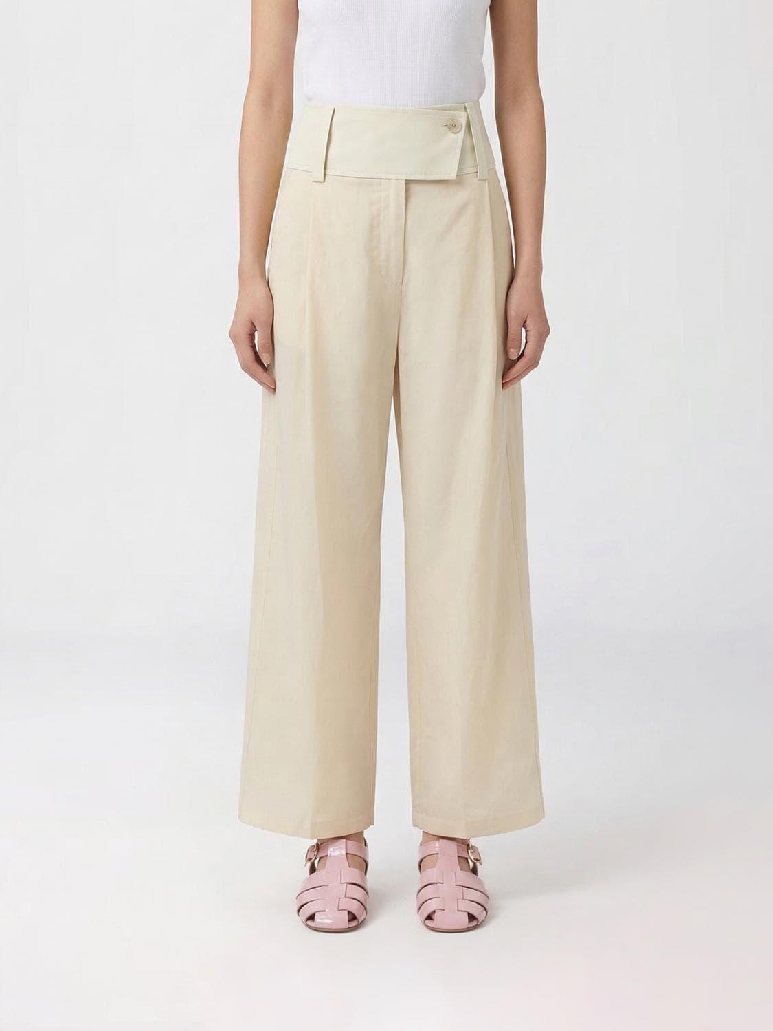 Sportmax Ferito Wide Leg Trousers in Cotton Organza