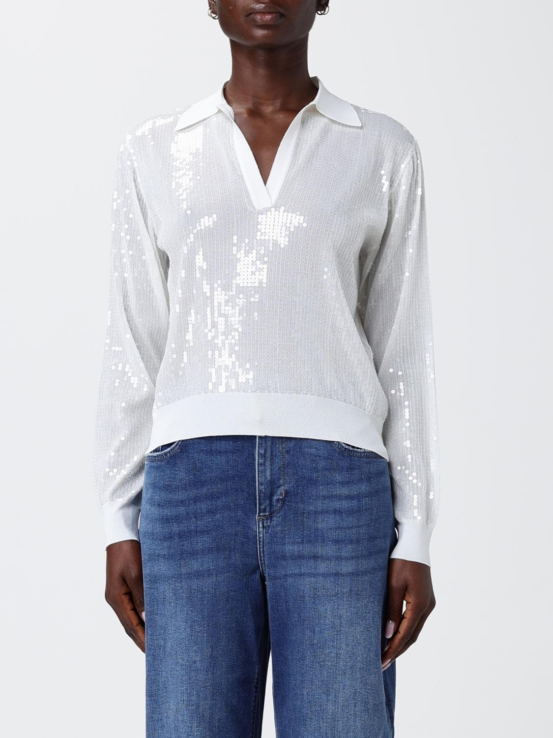 Liu Jo Viscose Knit Polo Shirt with Sequins
