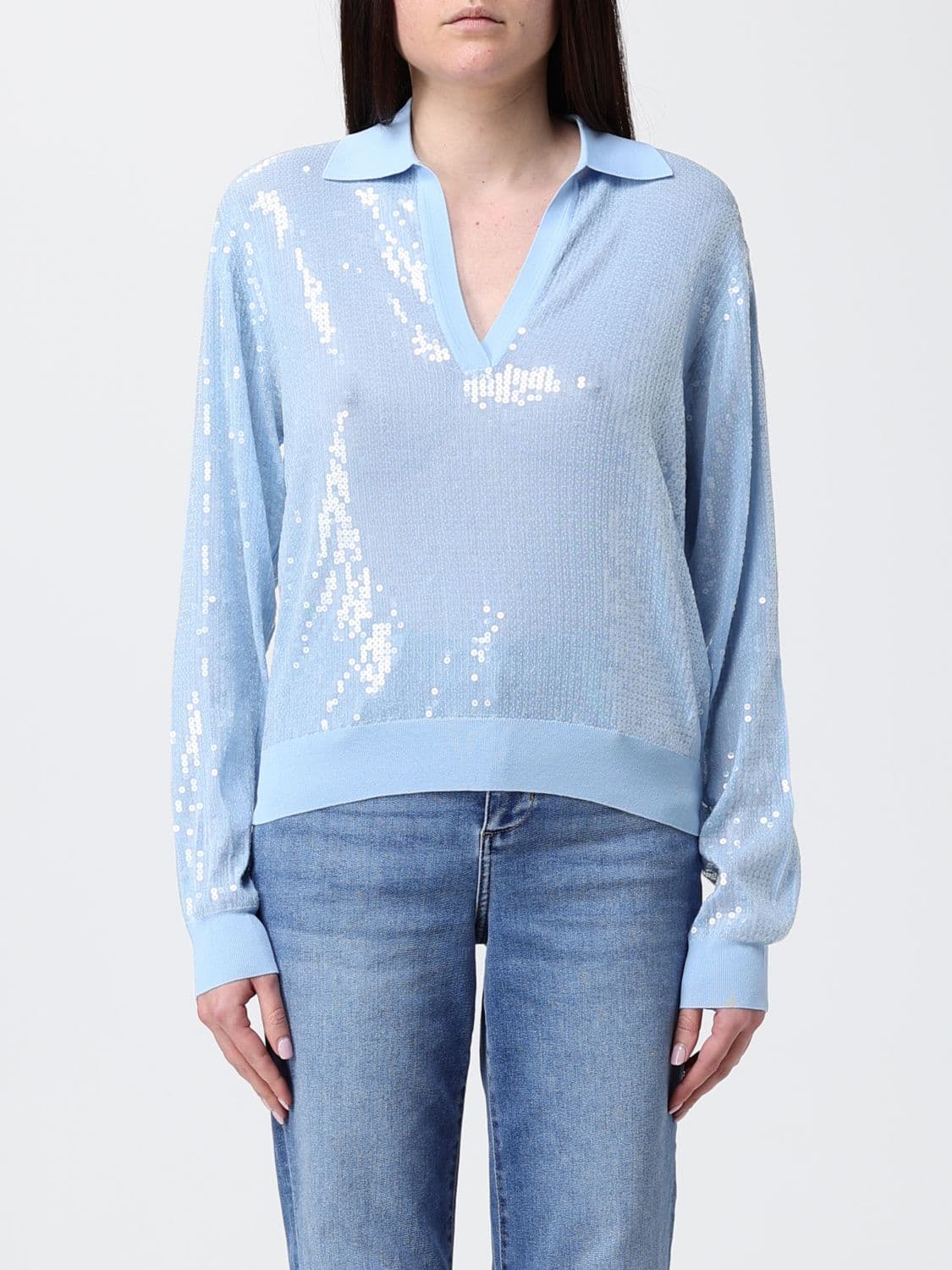 Liu Jo Viscose Knit Polo Shirt with Sequins