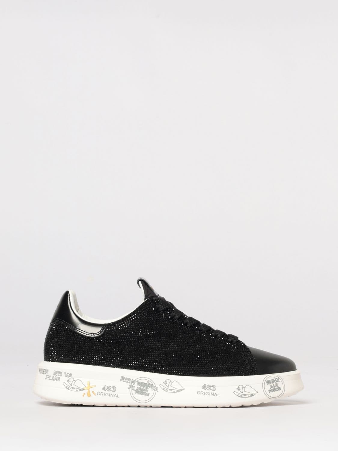 Premiata Belle Leather Sneakers with Rhinestones