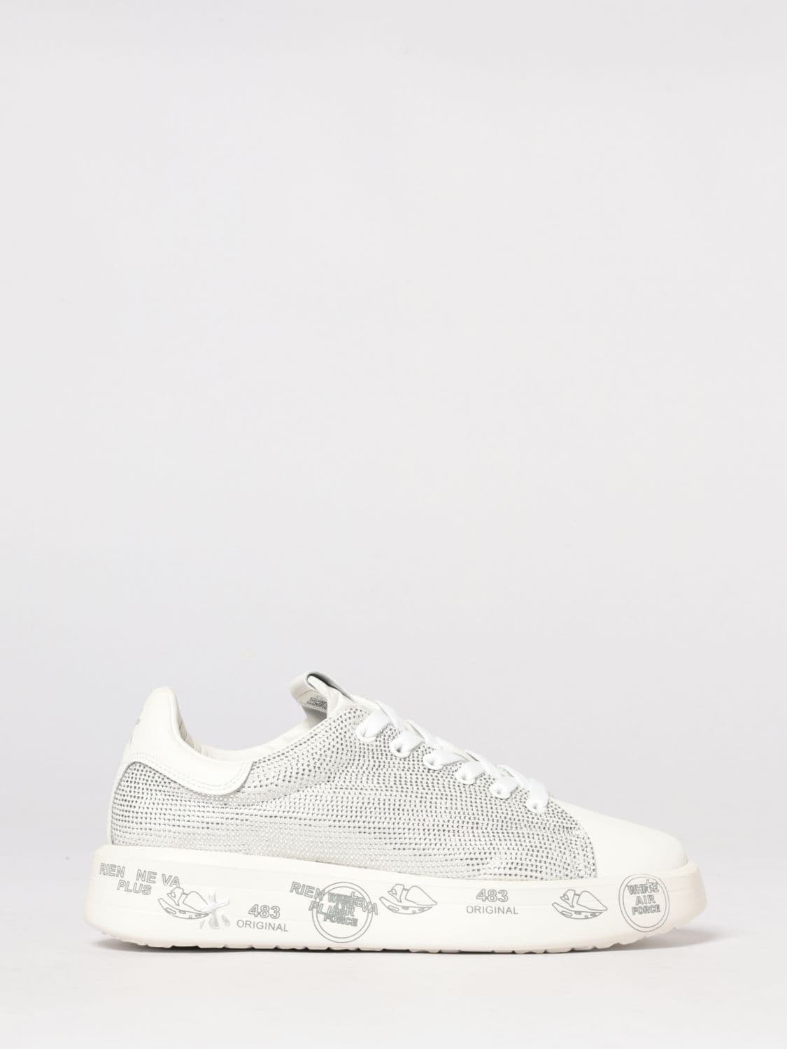 Premiata Belle Leather Sneakers with Rhinestones