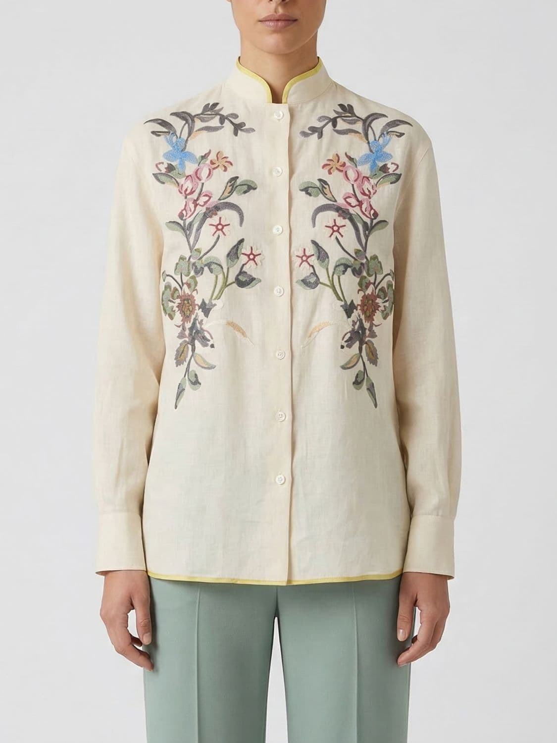 Valentino Floral Print Linen Shirt · 40