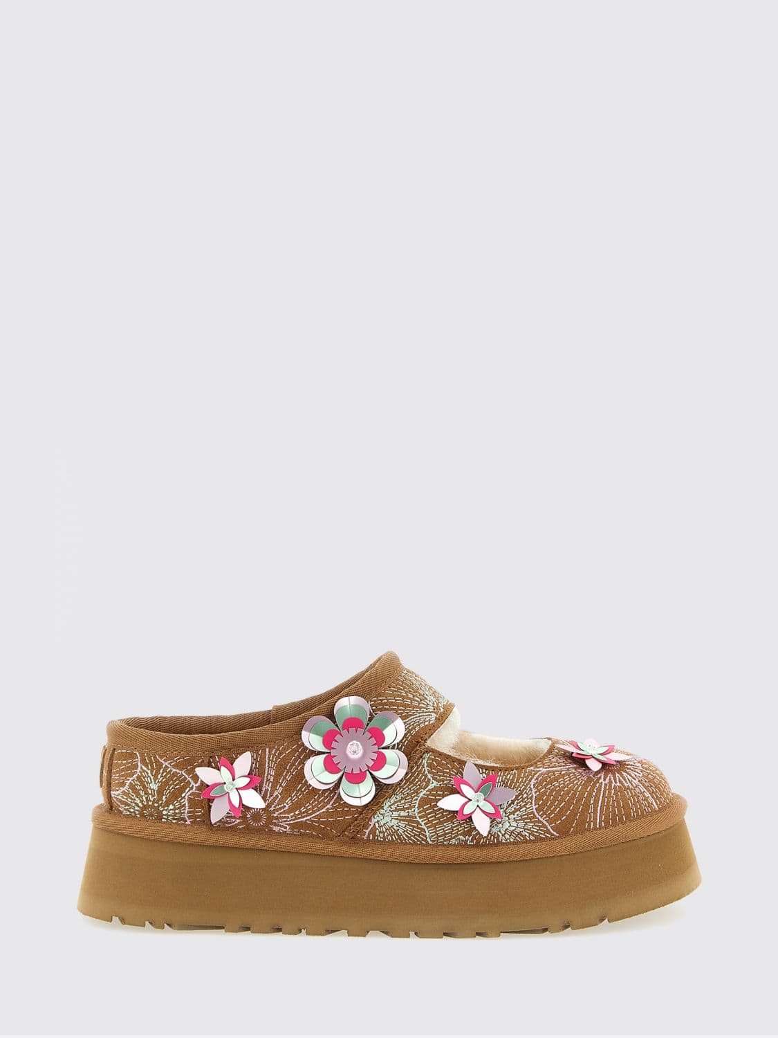 Ugg Bea Mary Jane Suede Mules with Floral Embroidery