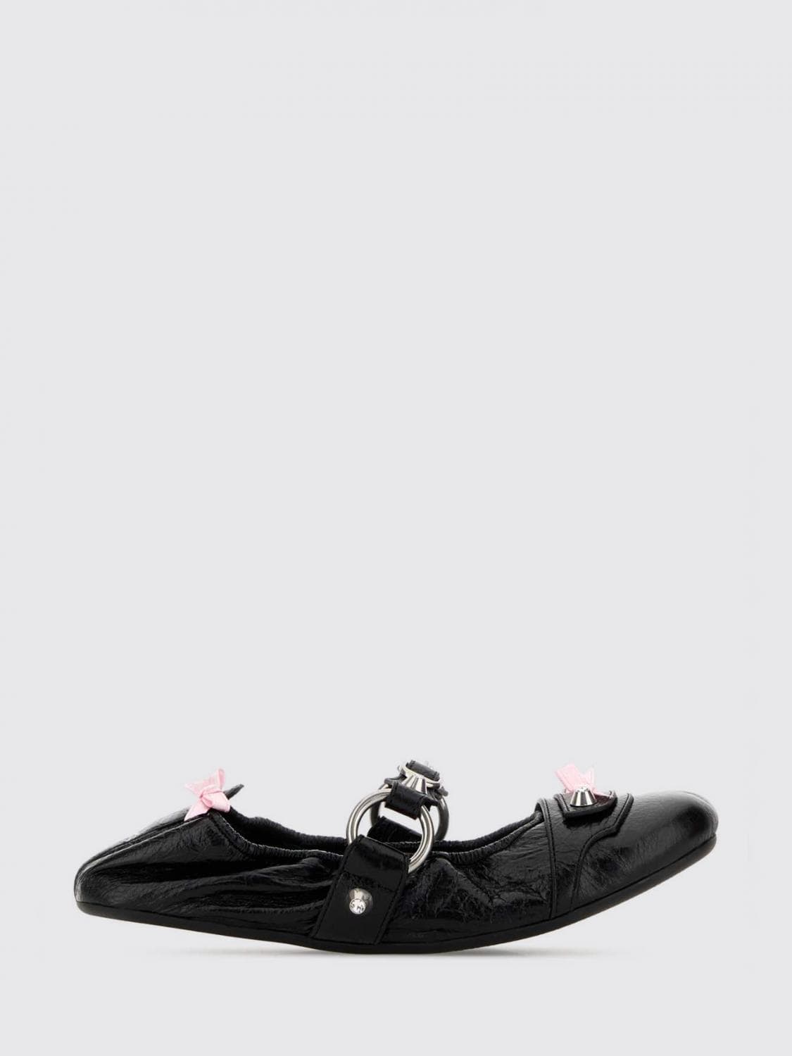 Balenciaga City Arena Leather Ballet Flats With Bows