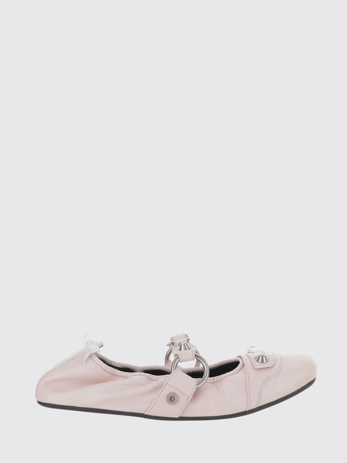 Balenciaga City Arena Leather Ballet Flats With Bows