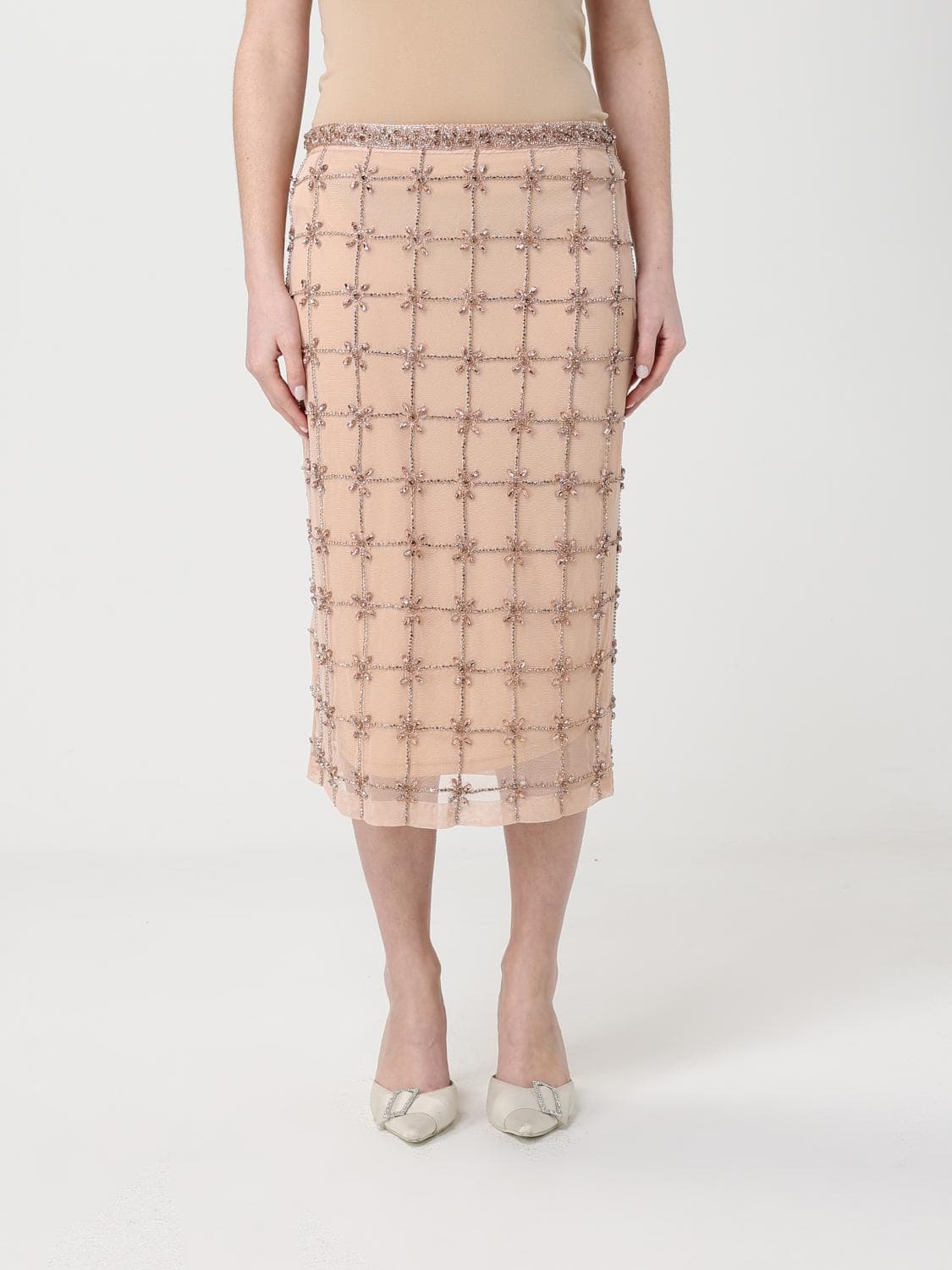 Pinko Tulle Midi Skirt with Sequins