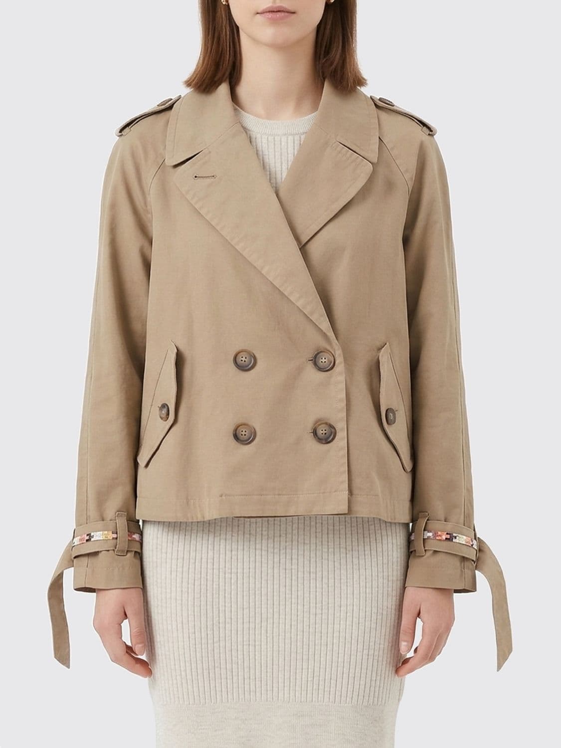 Bazar Deluxe Double-Breasted Cotton Blend Trench Coat · 38
