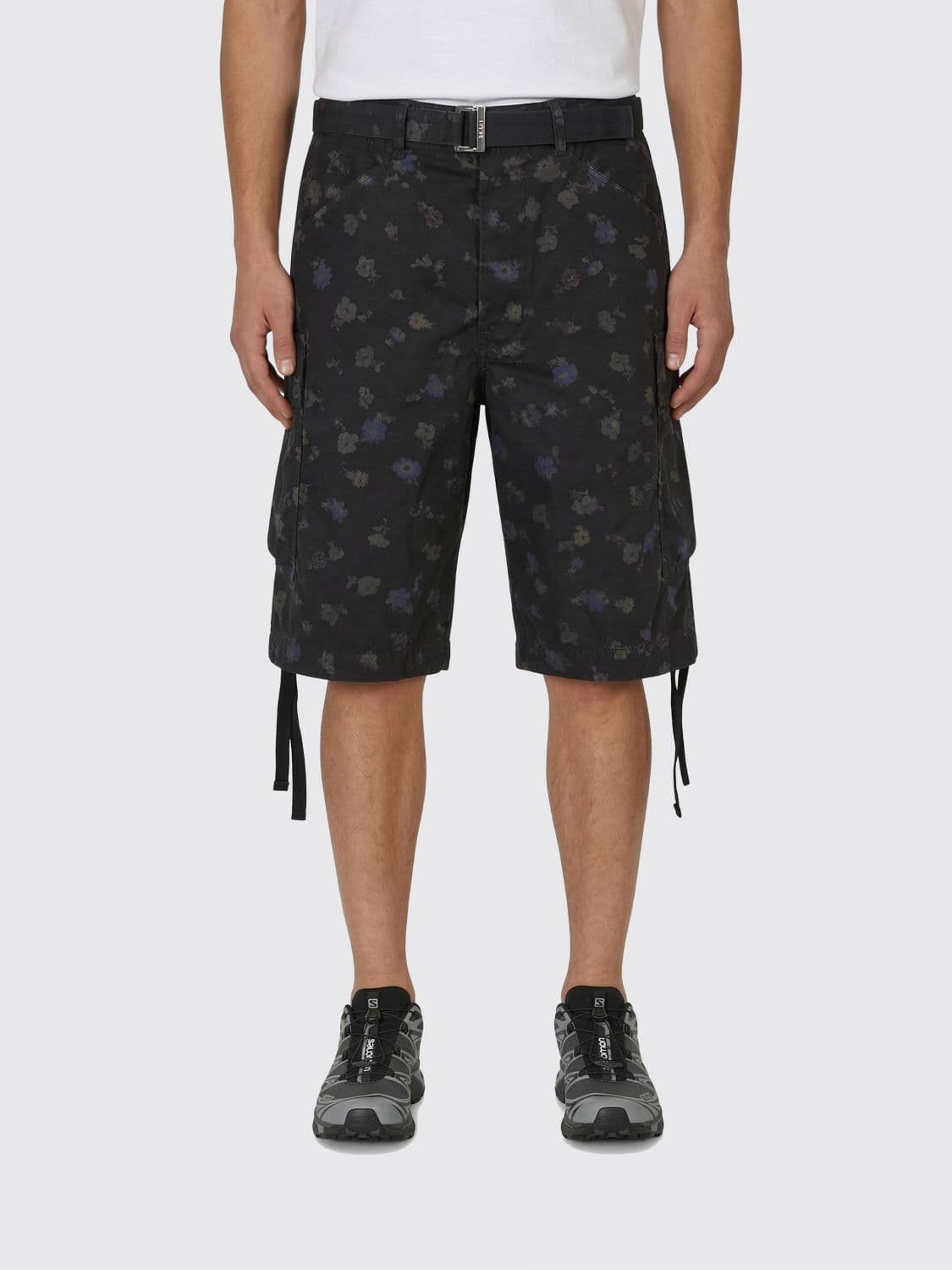 Sacai Floral Print Cotton Cargo Shorts