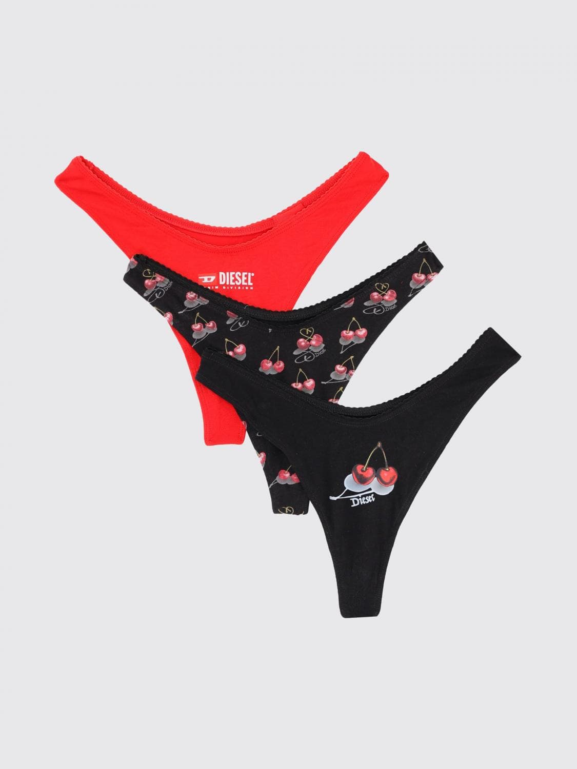 Diesel Set of 3 Printed Cotton Briefs with Cherry Logo