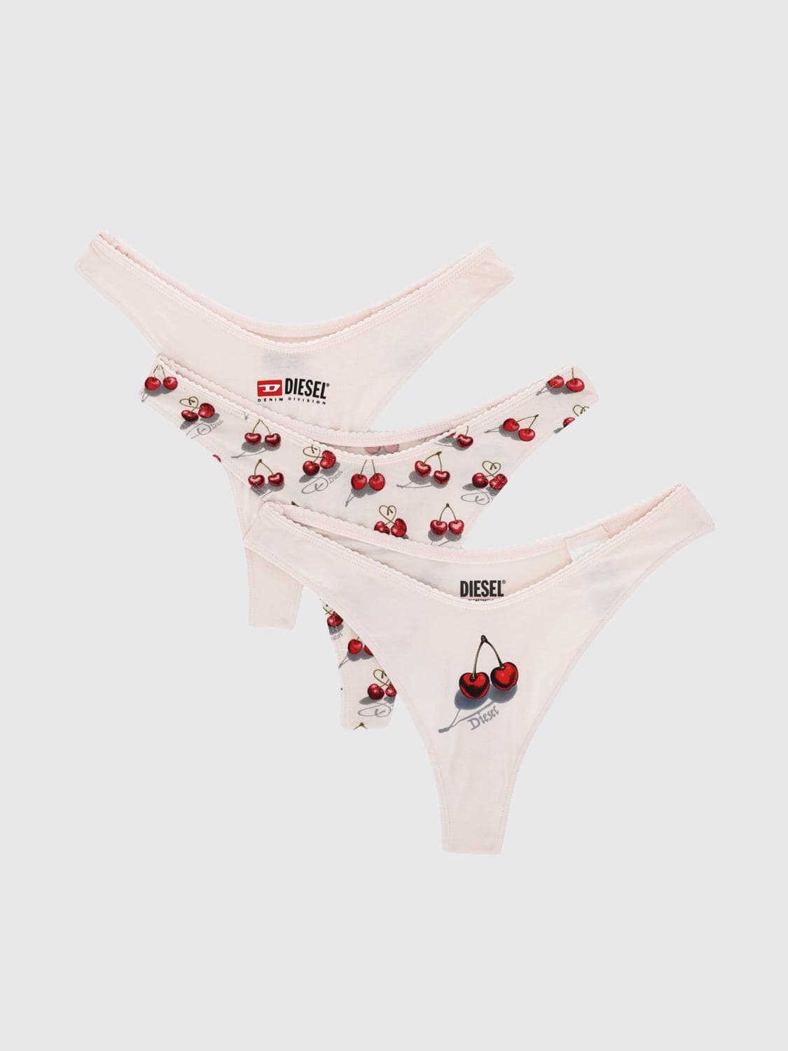 Diesel Set of 3 Printed Cotton Briefs with Cherry Logo