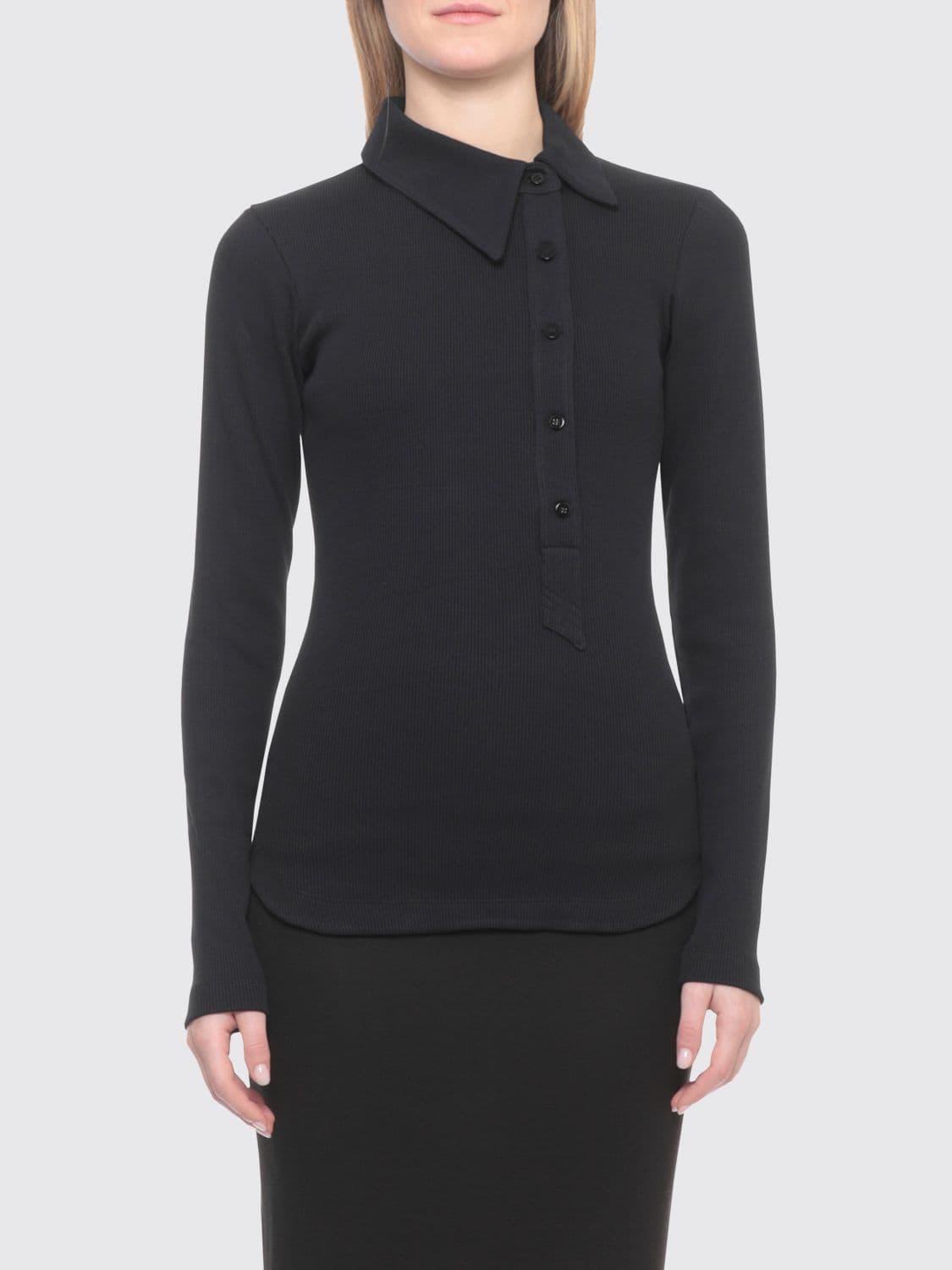 The Attico Asymmetric Stretch Cotton Polo Shirt