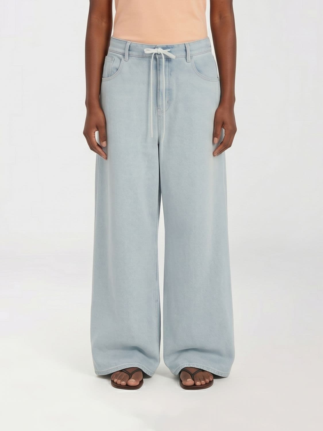 Mm6 Maison Margiela Wide Leg Stretch Denim Jeans