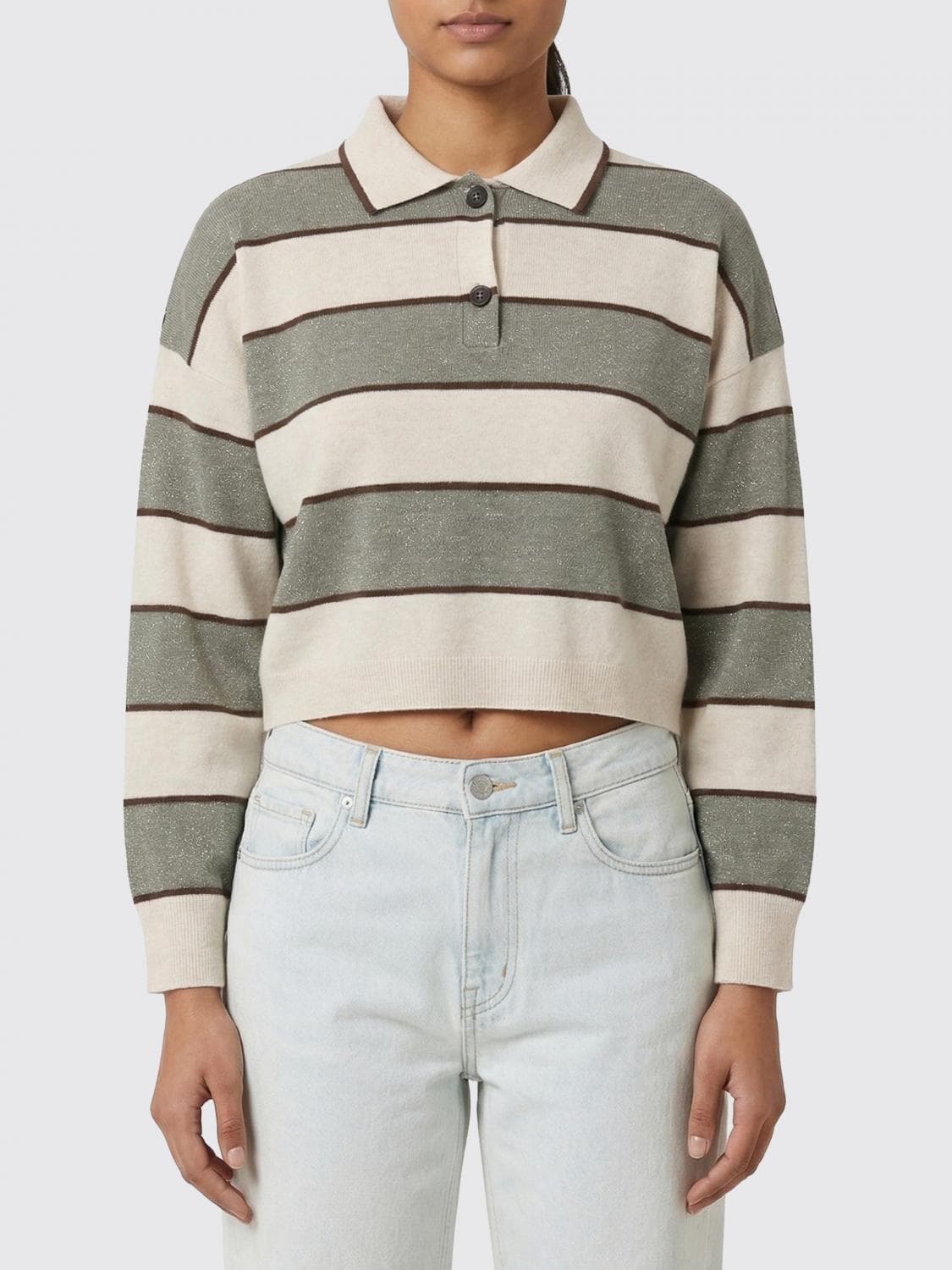 Brunello Cucinelli Striped Wool and Cashmere Polo Shirt