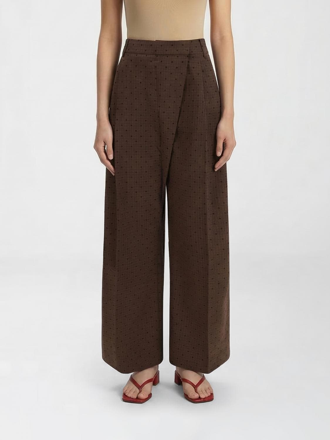 Ganni Wide Leg Trousers in Polka Dot Recycled Fabric