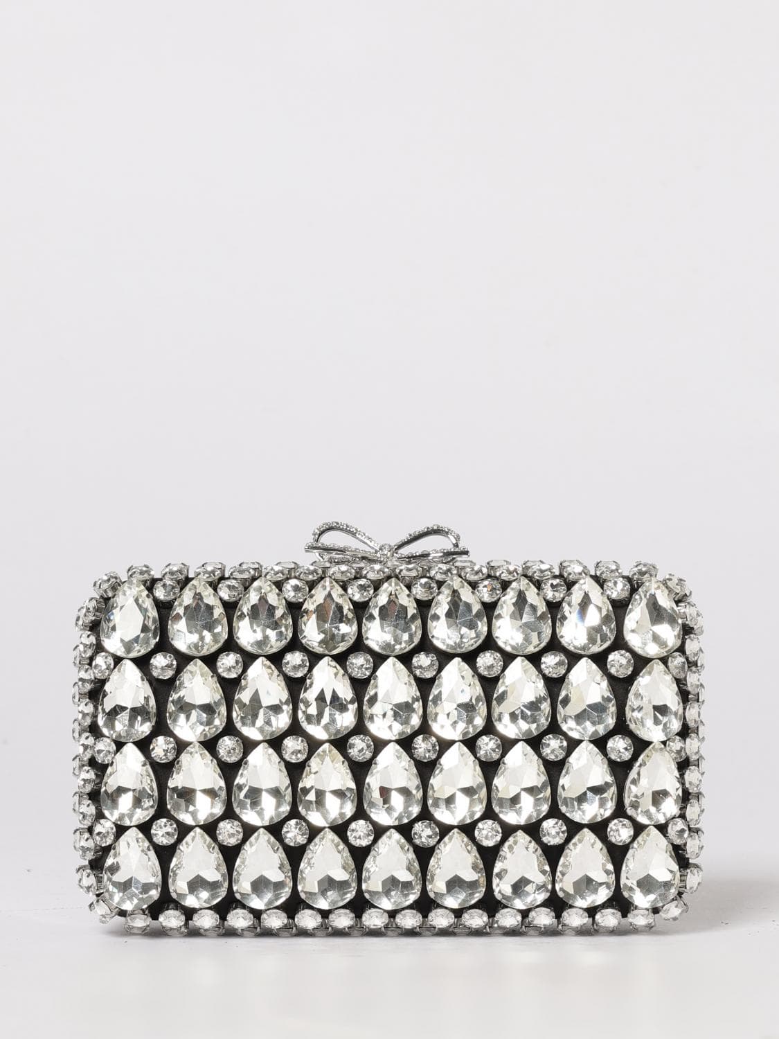 Self-Portrait Satin Clutch with Rhinestones