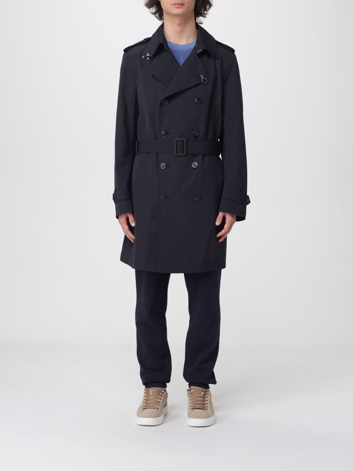 Fay Double-breasted cotton blend trench coat