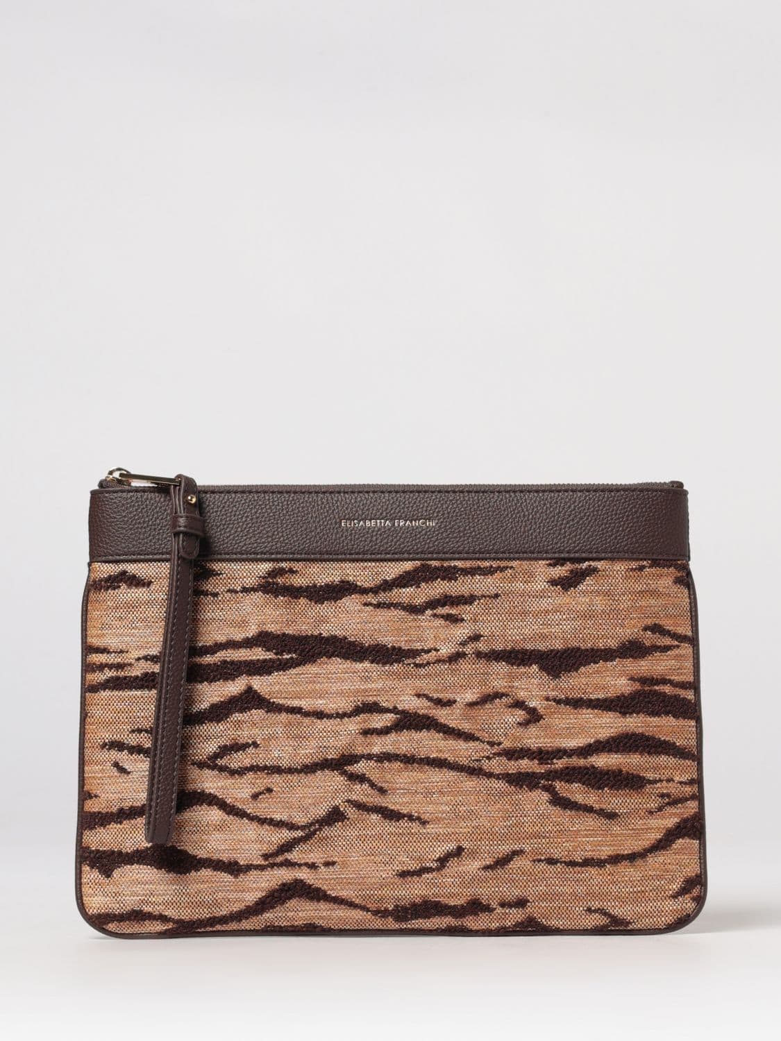 Elisabetta Franchi Animal Print Canvas Pouch