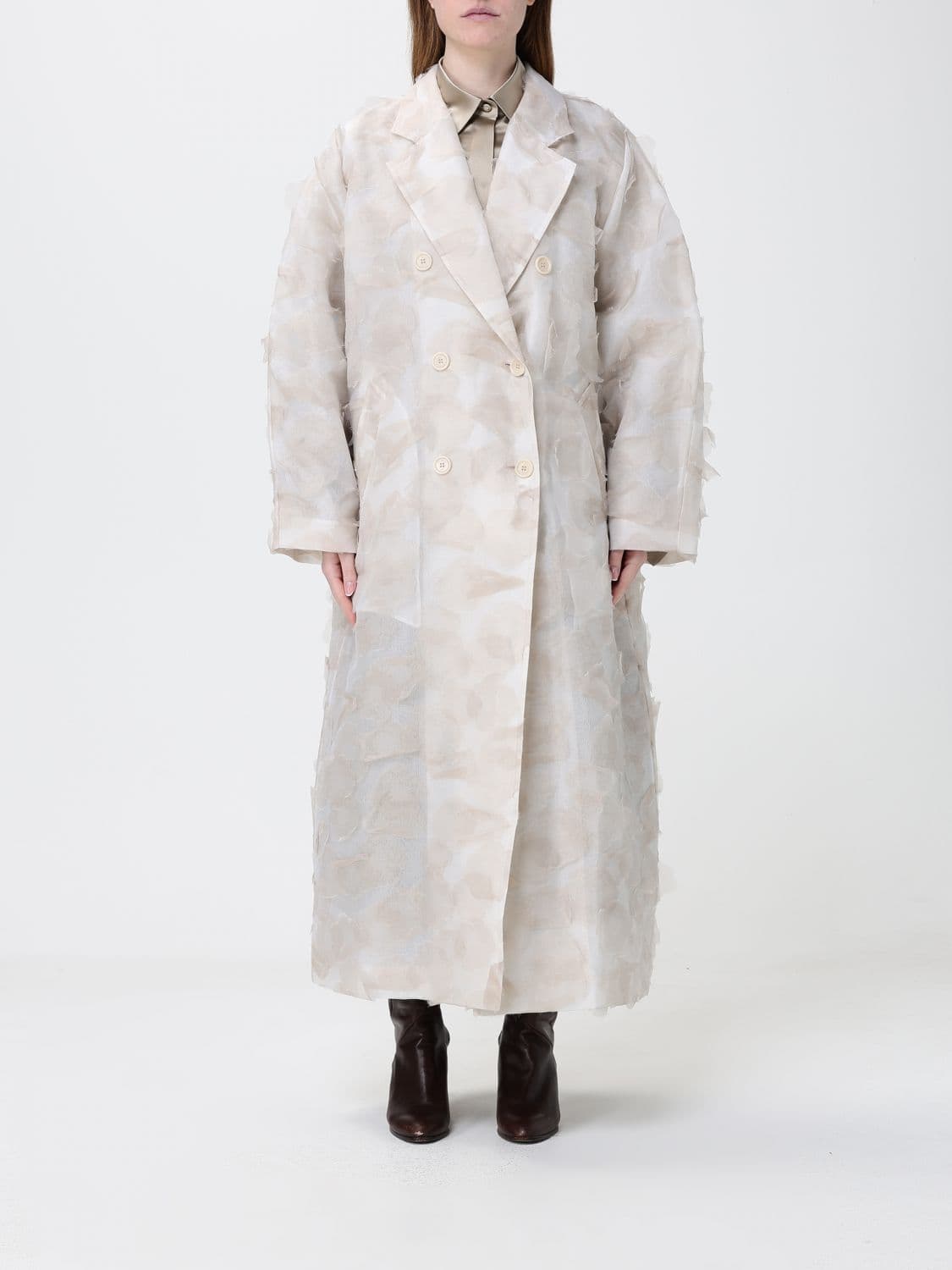 Max Mara Double-Breasted Oversized Silk Coat