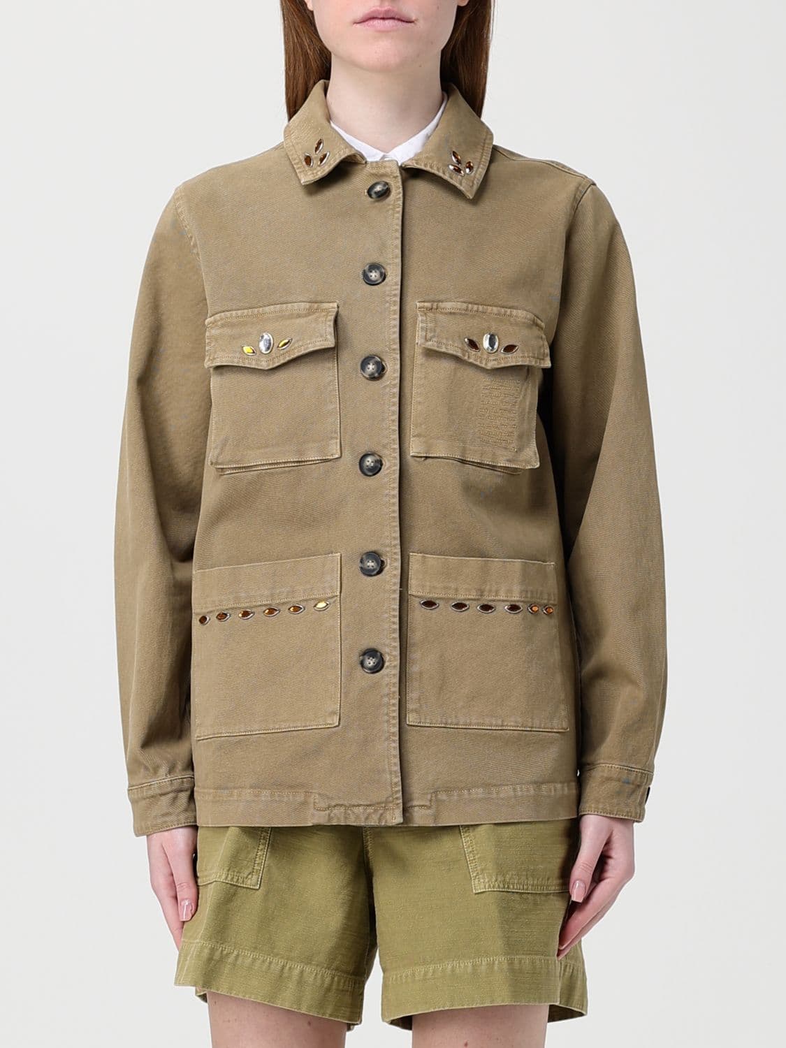 Mason's Stretch Cotton Utility Jacket with Rhinestones