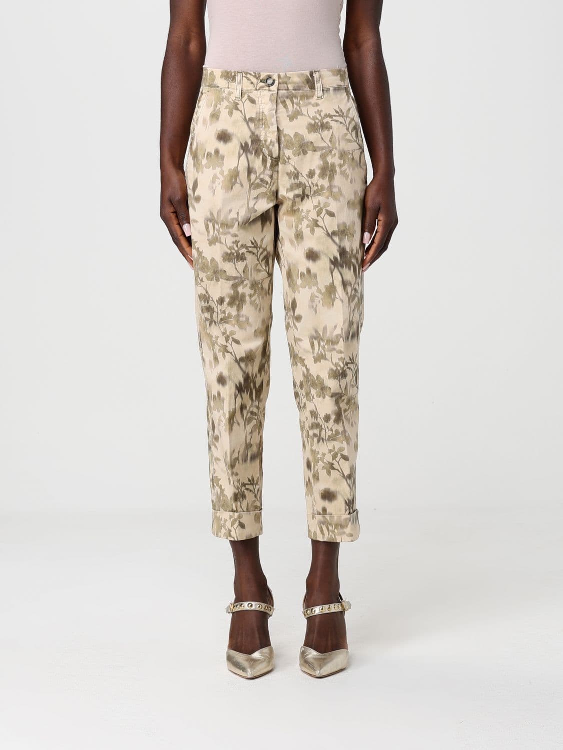 Mason's Printed Stretch Cotton Cropped Fit Trousers