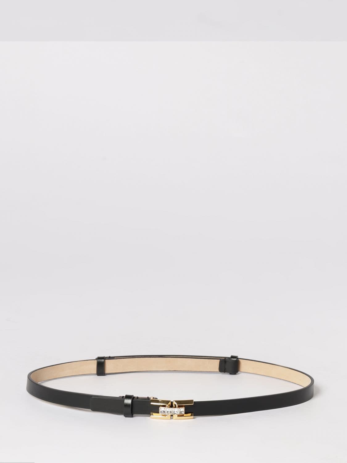 Elisabetta Franchi Leather Belt With Rhinestones