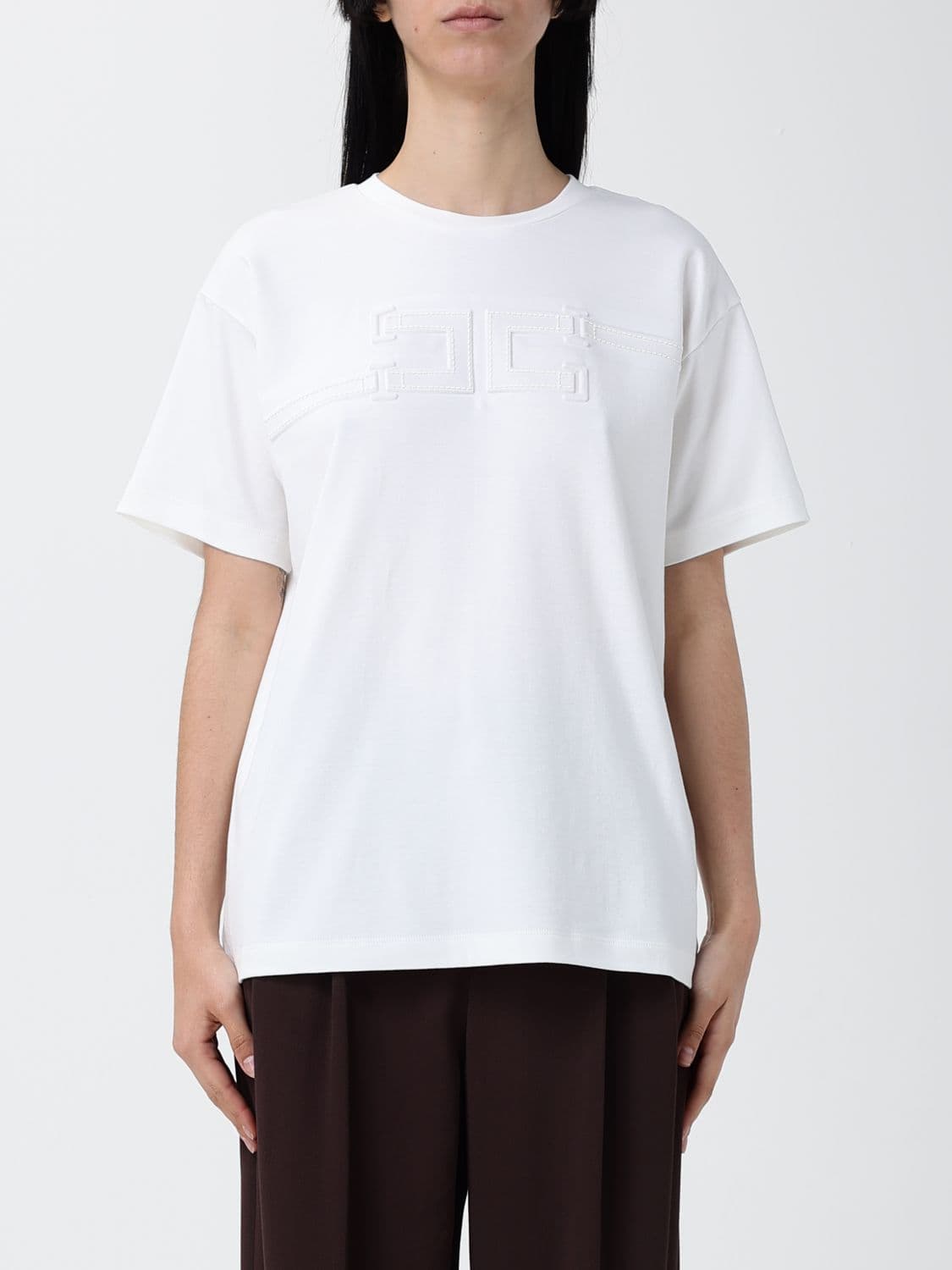 Elisabetta Franchi Cotton T-Shirt With Embroidered Logo