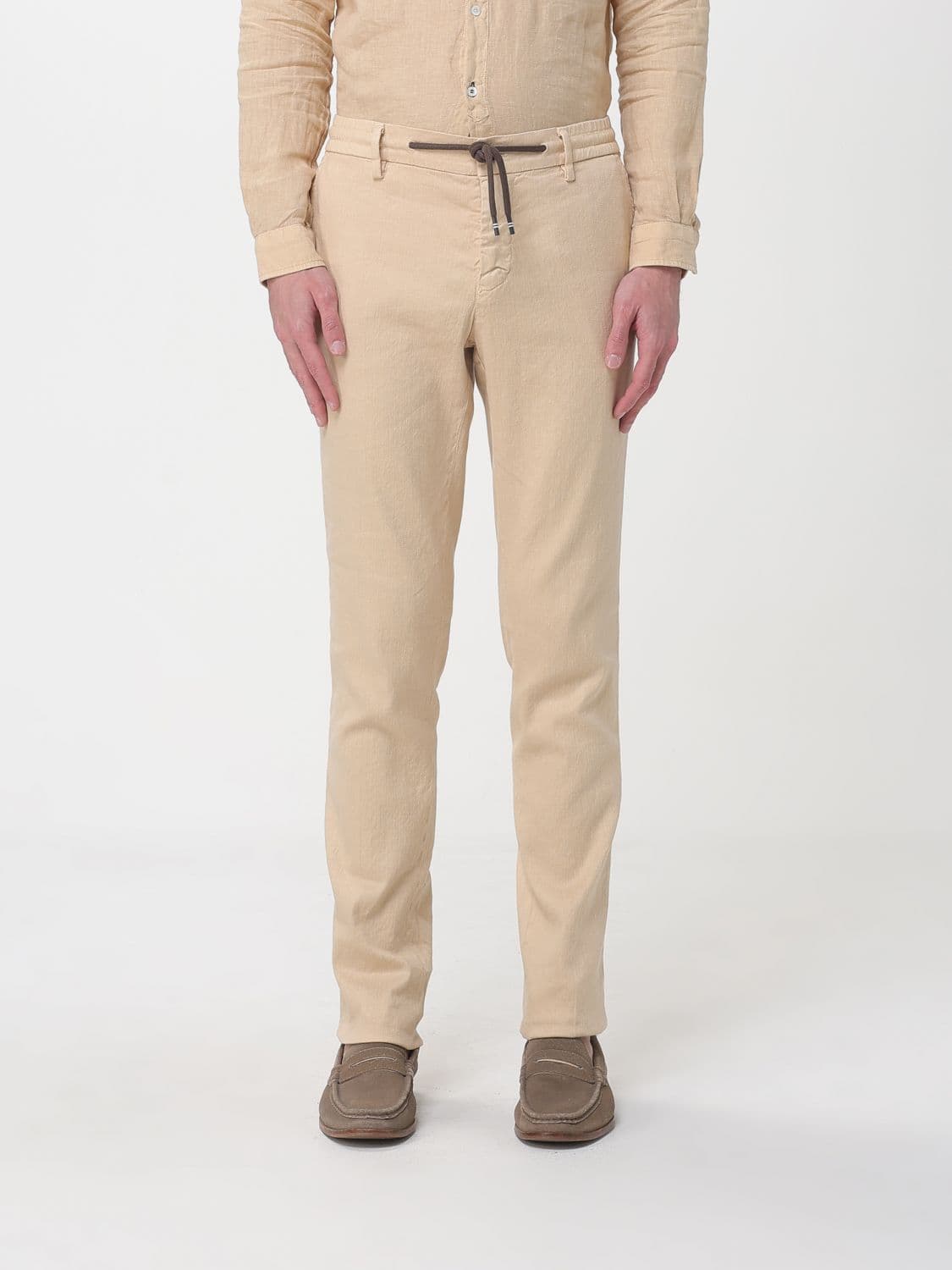 Mason's Linen And Cotton Blend Drawstring Trousers