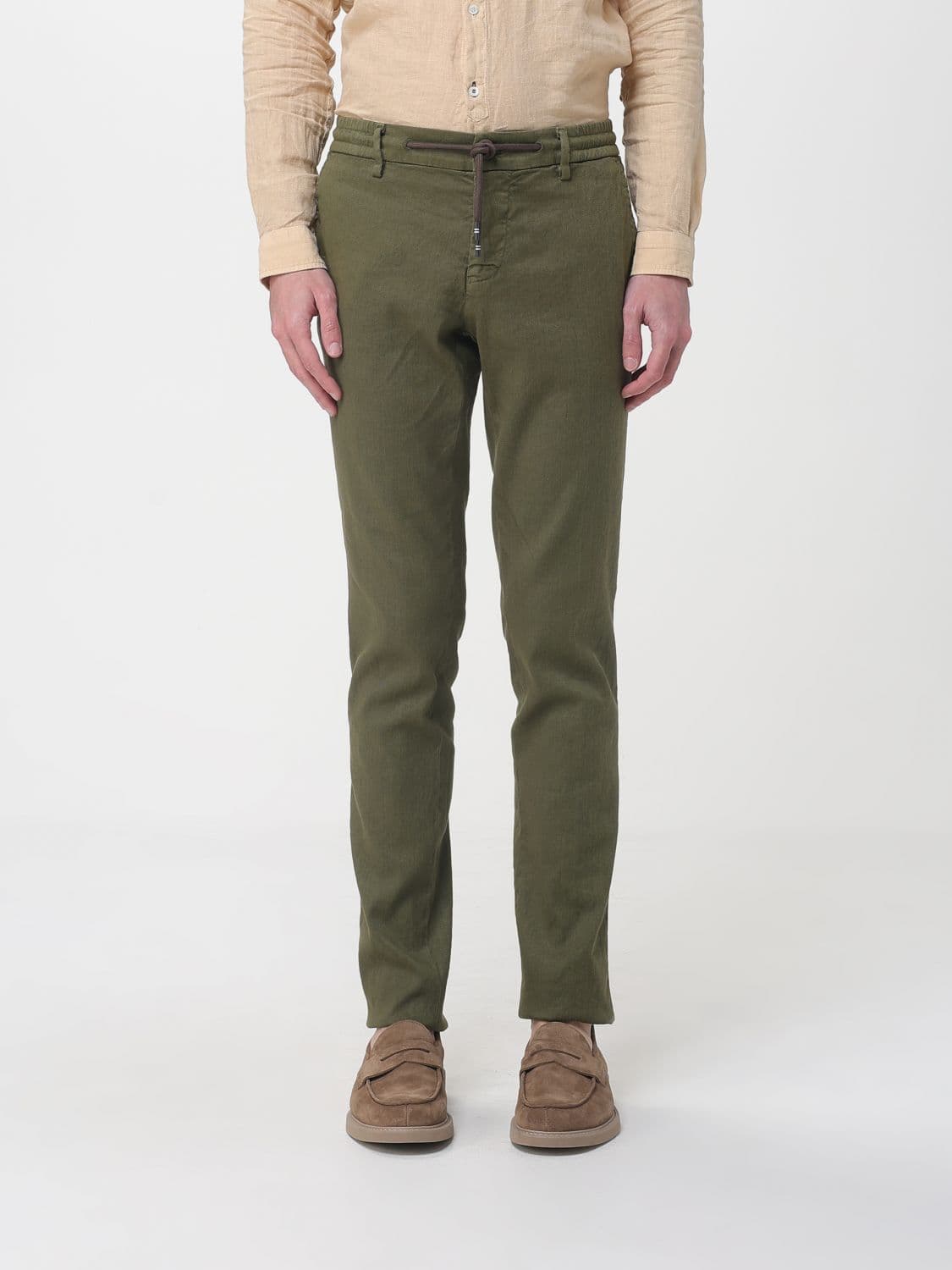 Mason's Linen And Cotton Blend Drawstring Trousers
