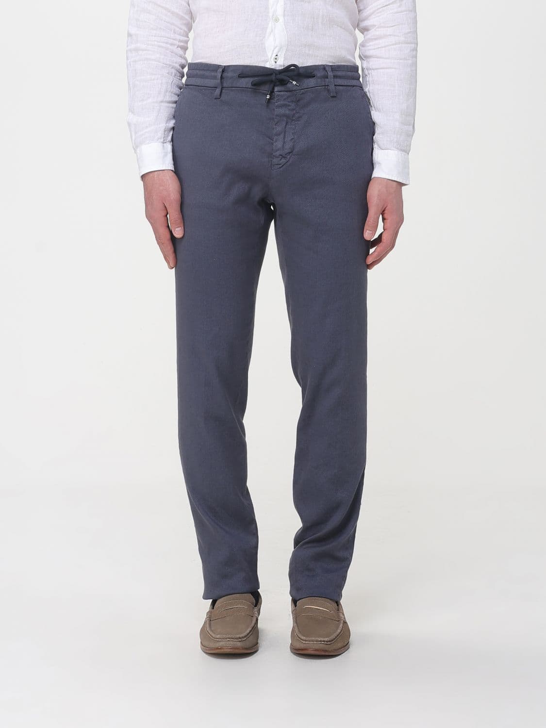 Mason's Linen And Cotton Blend Drawstring Trousers