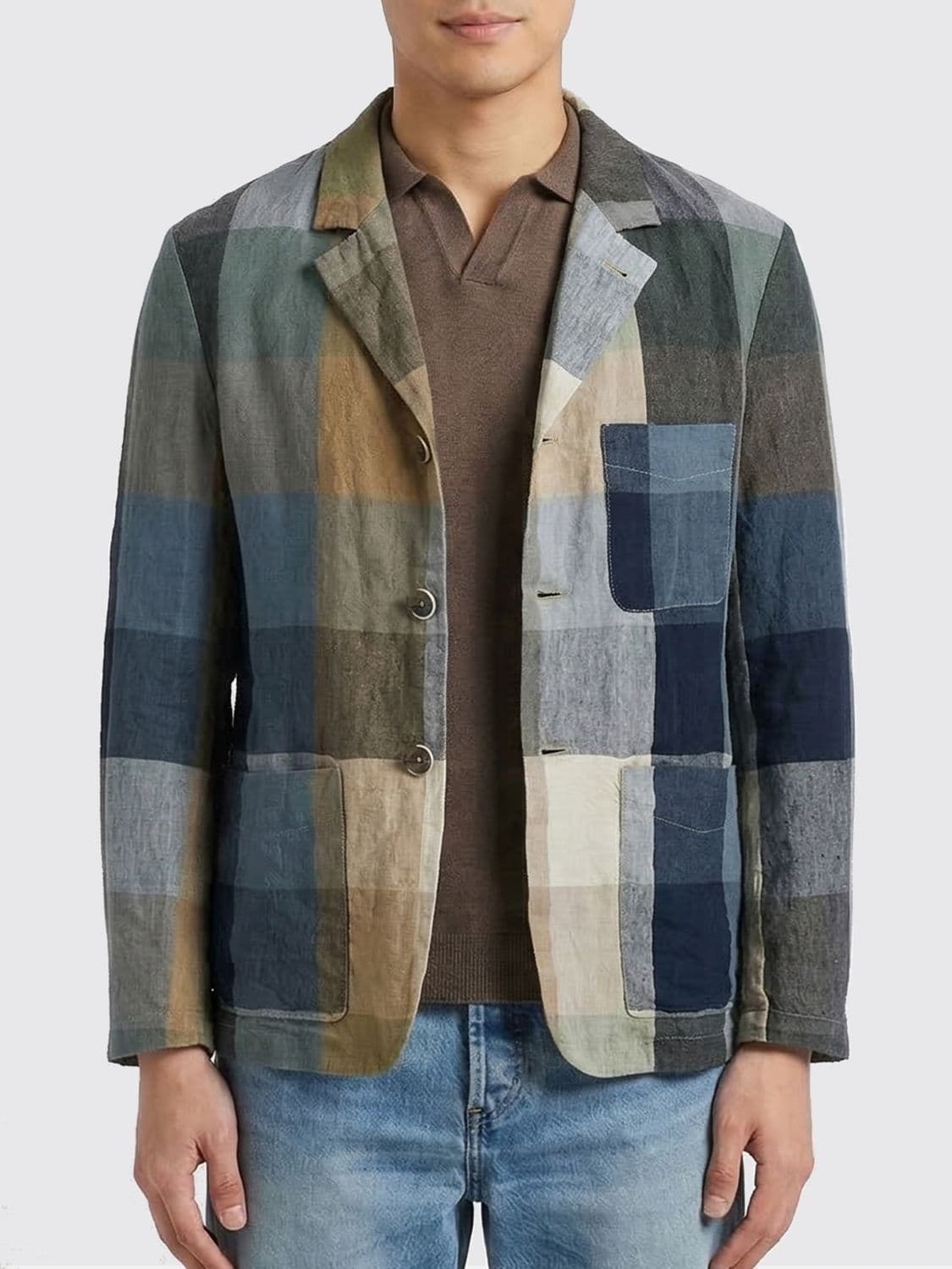 Barena Checked Linen Blazer
