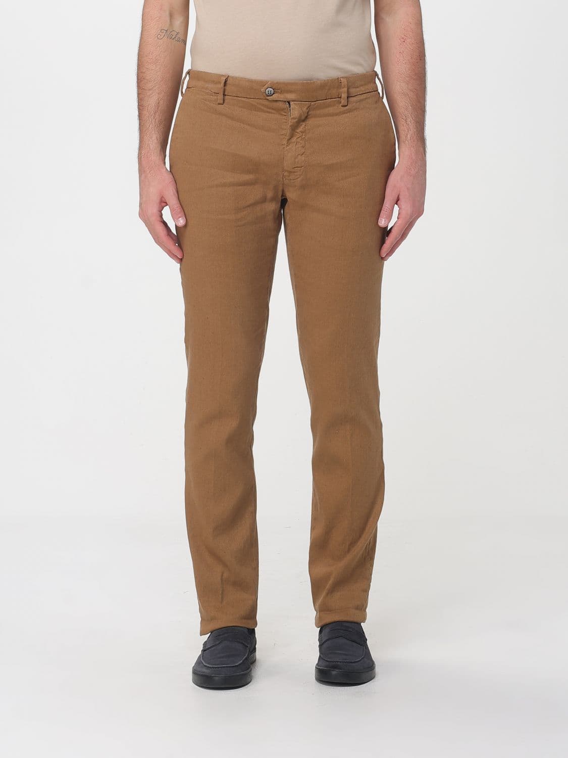 Mason's Stretch Cotton and Linen Slim Fit Trousers