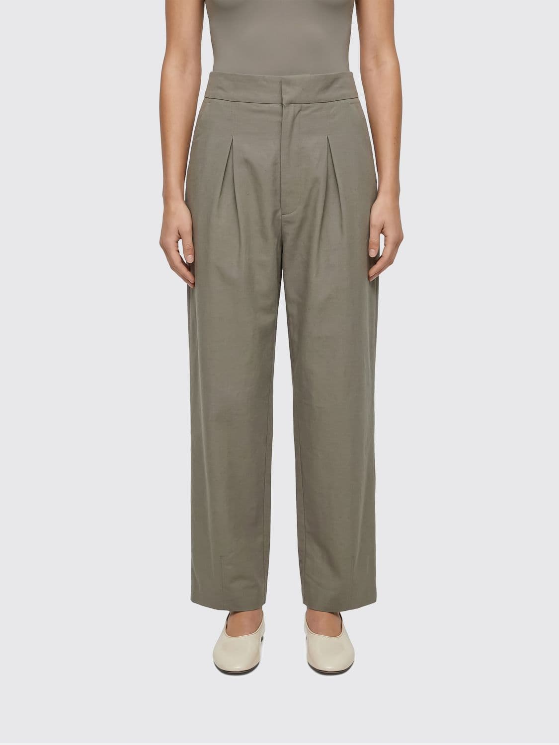 Soeur Viscose and Linen Blend Straight Trousers