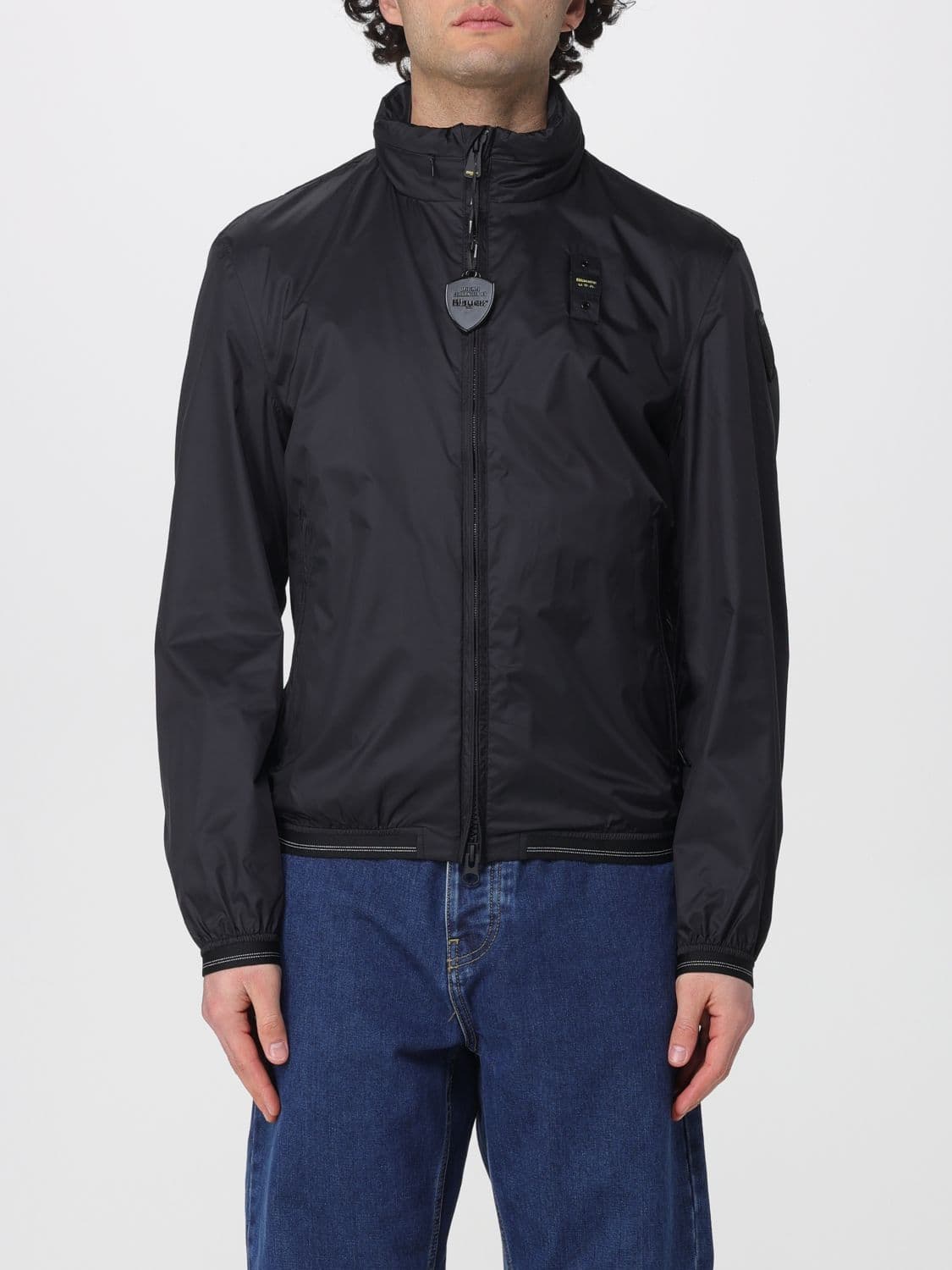 Blauer Polyester Bomber Jacket