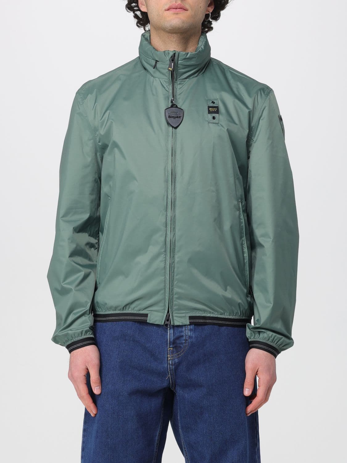 Blauer Polyester Bomber Jacket