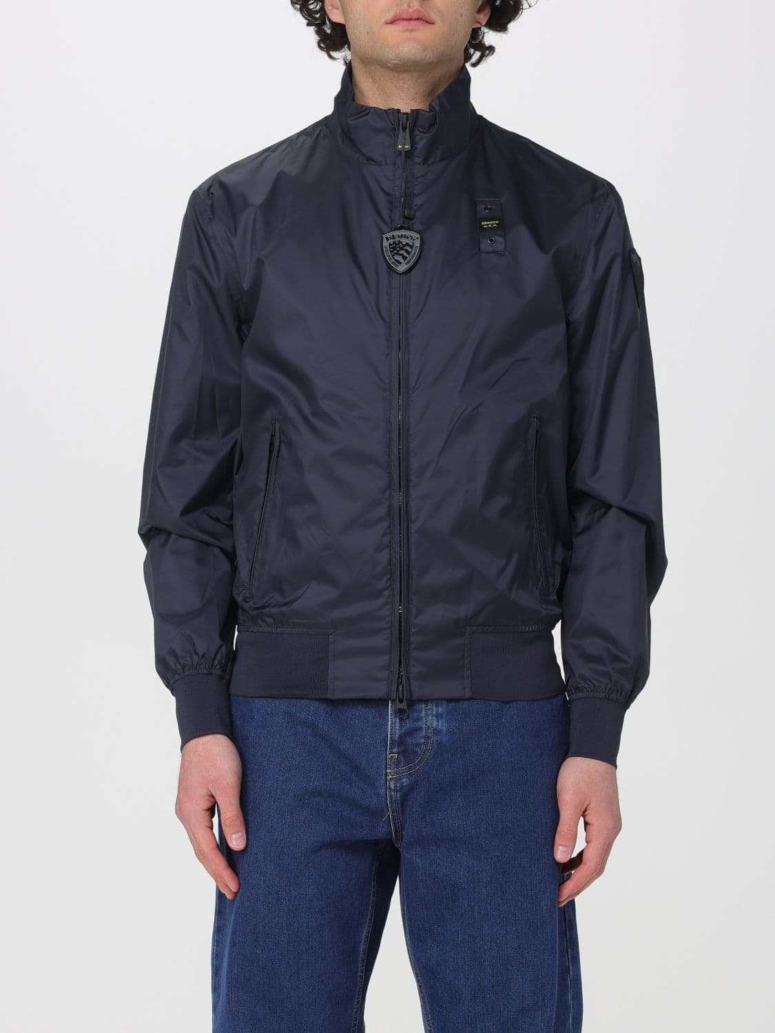 Blauer Polyester Bomber Jacket