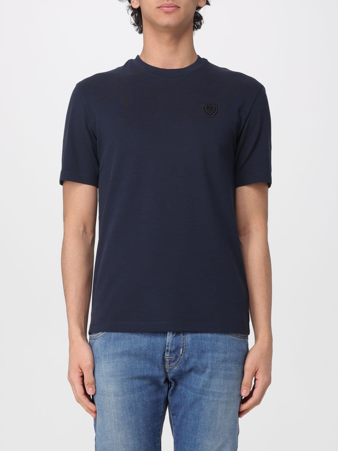 Blauer Cotton T-shirt with Emblem