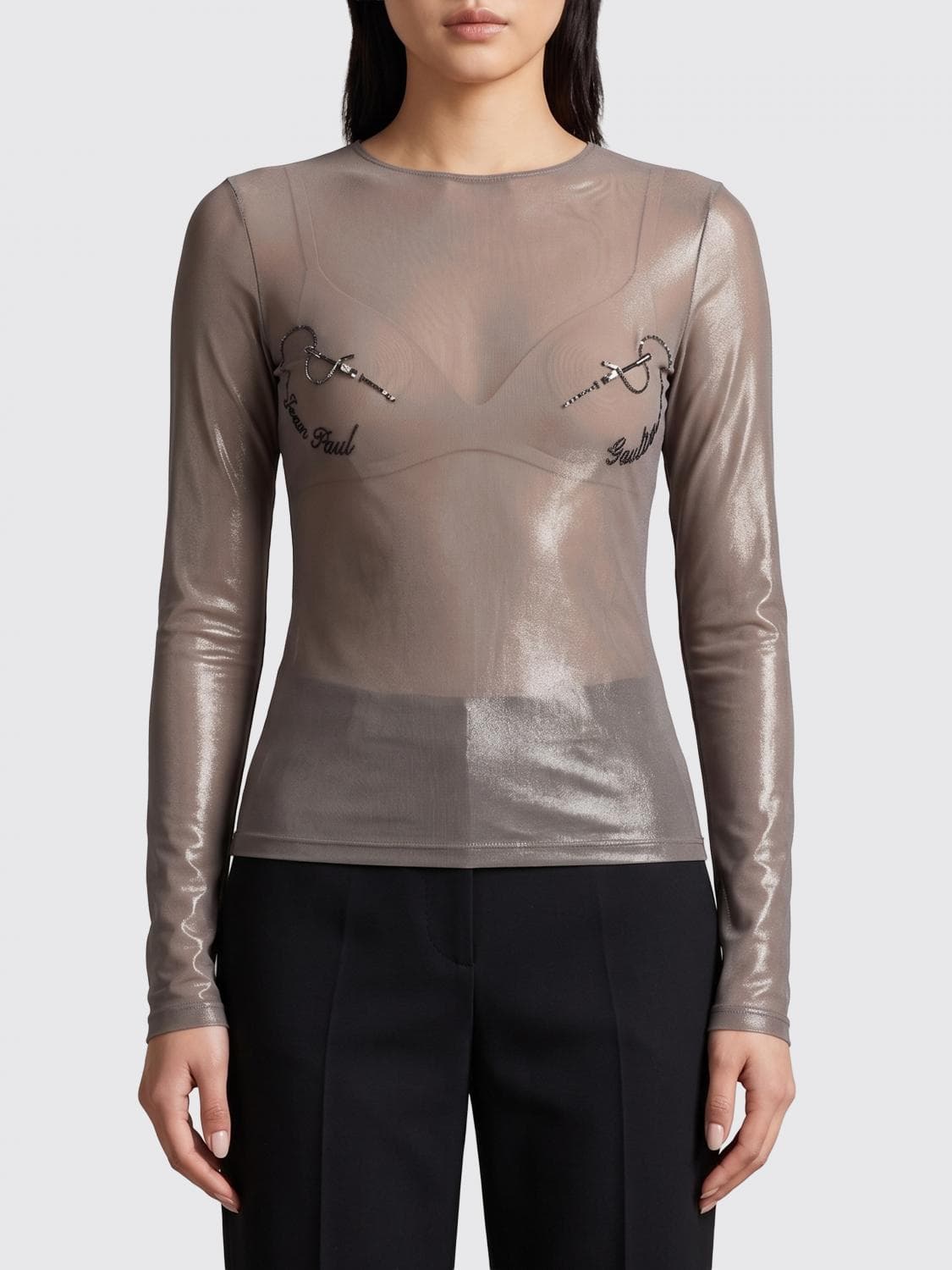 Jean Paul Gaultier Crew Neck Top In Jersey
