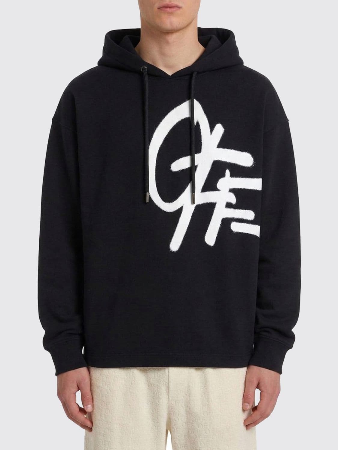 Off-White Cotton Hoodie with Logo · M