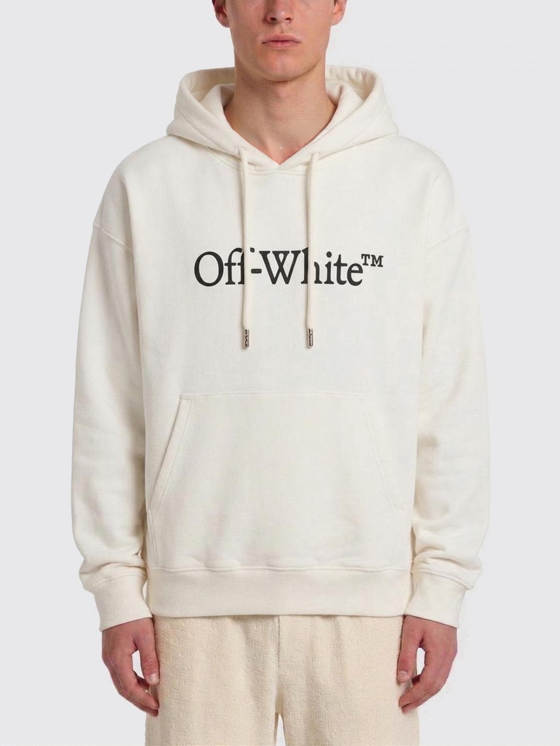 Off-White Cotton Hoodie with Logo