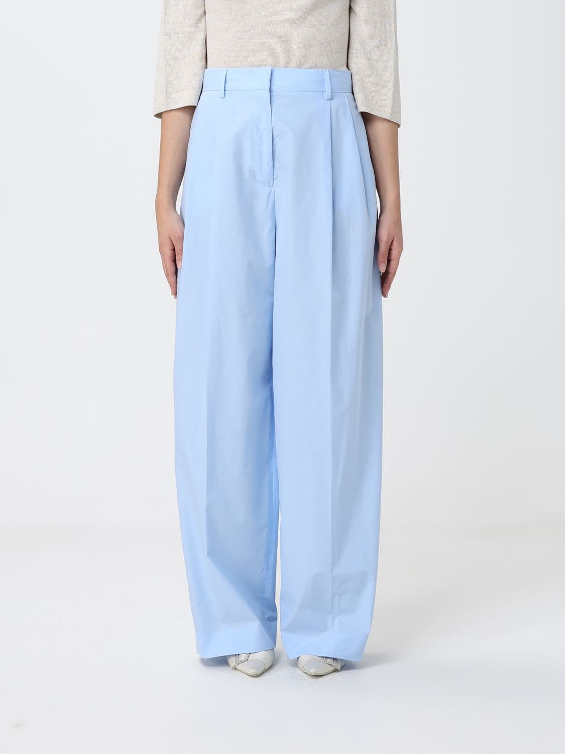 Fabiana Filippi Wide-Leg Cotton Trousers with Nickel-Free Monile