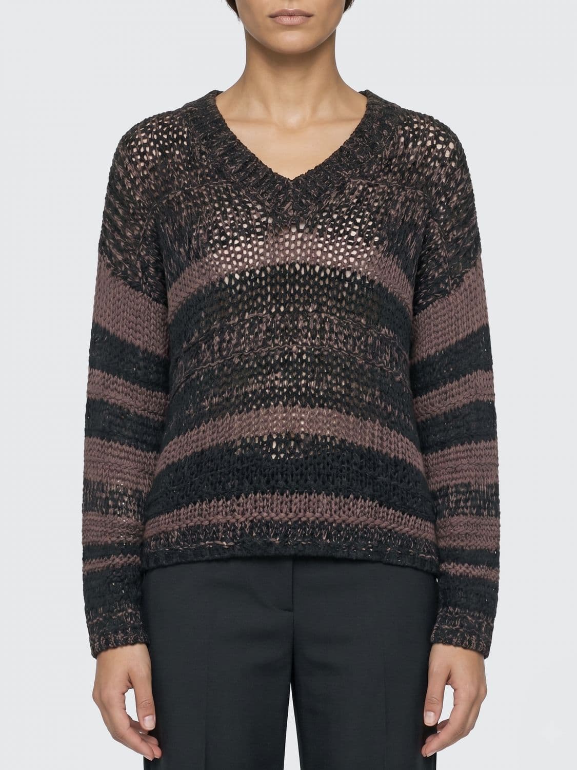 Roberto Collina Striped Cotton V-Neck Sweater